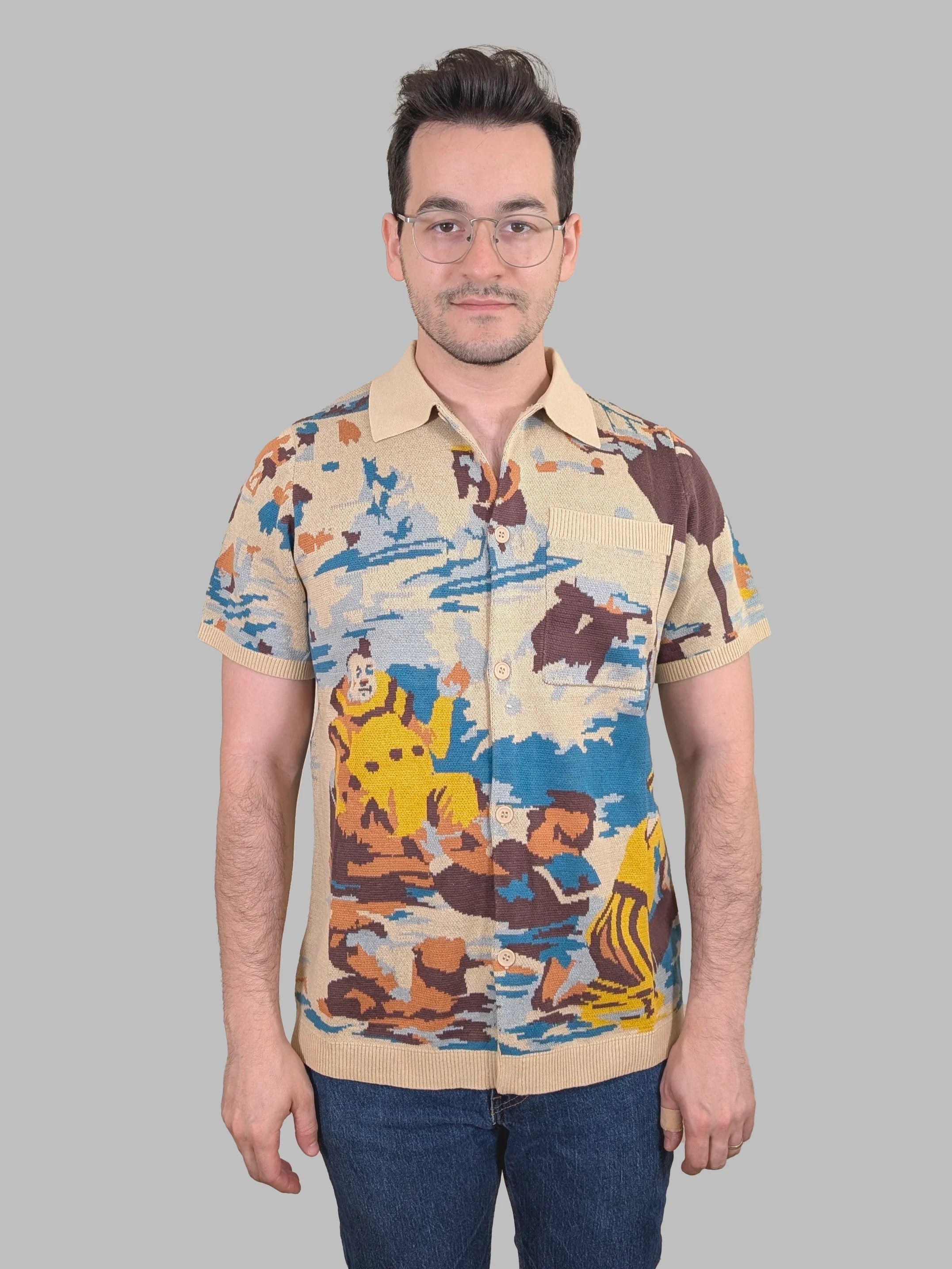 Bathing Clown Button Up - Sleepy Peach