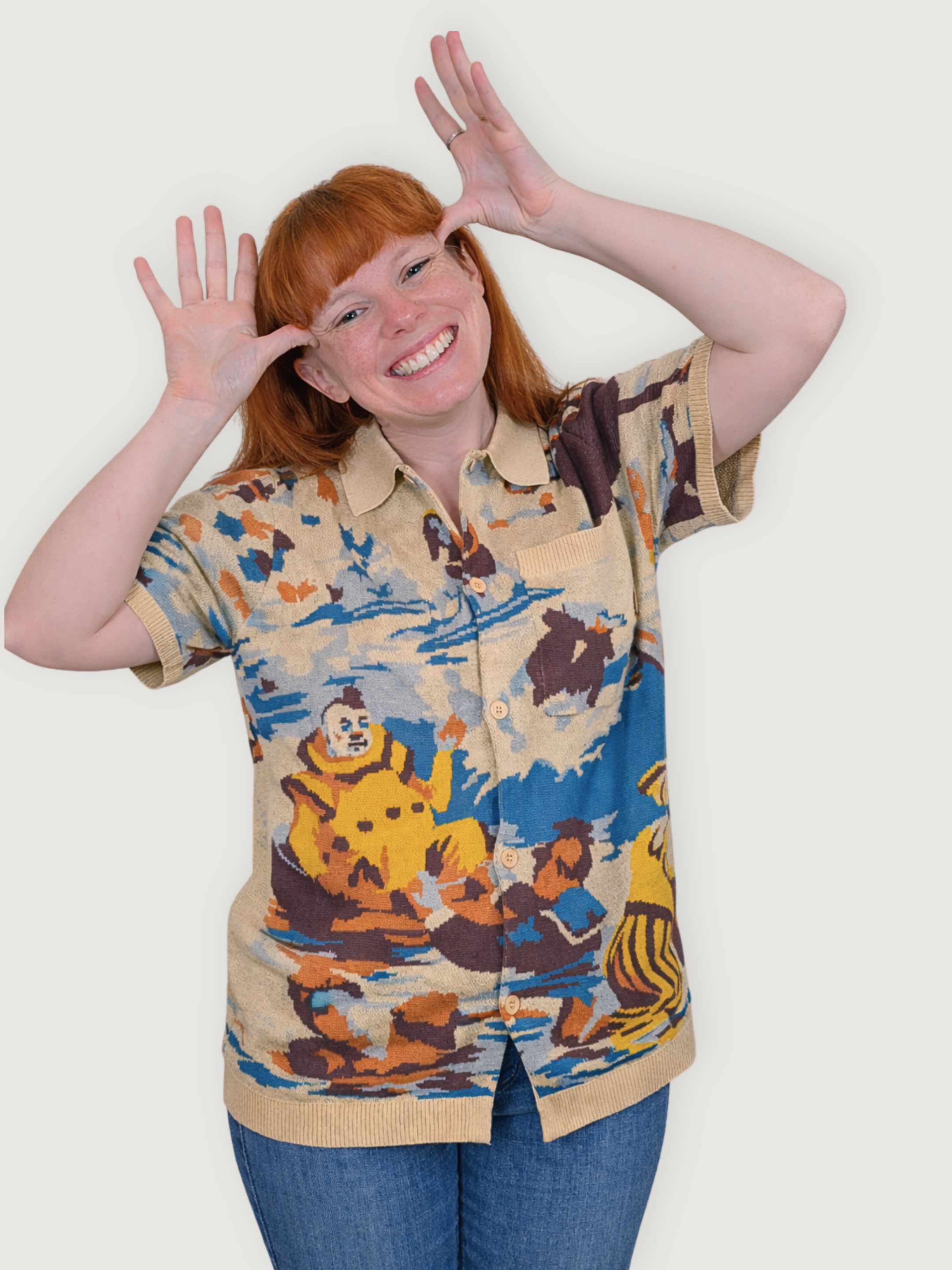 Bathing Clown Button Up - Sleepy Peach 49481