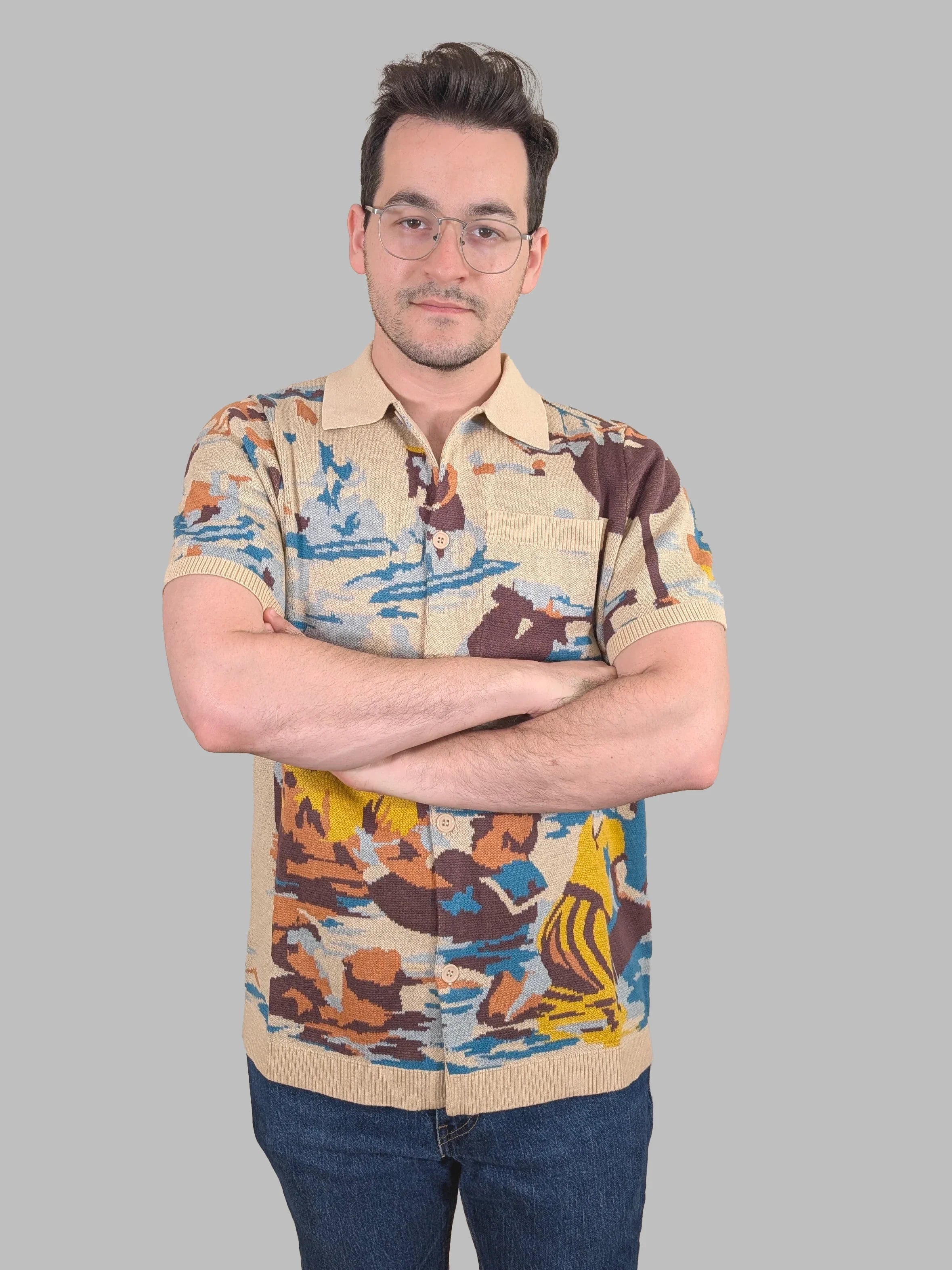 Bathing Clown Button Up - Sleepy Peach