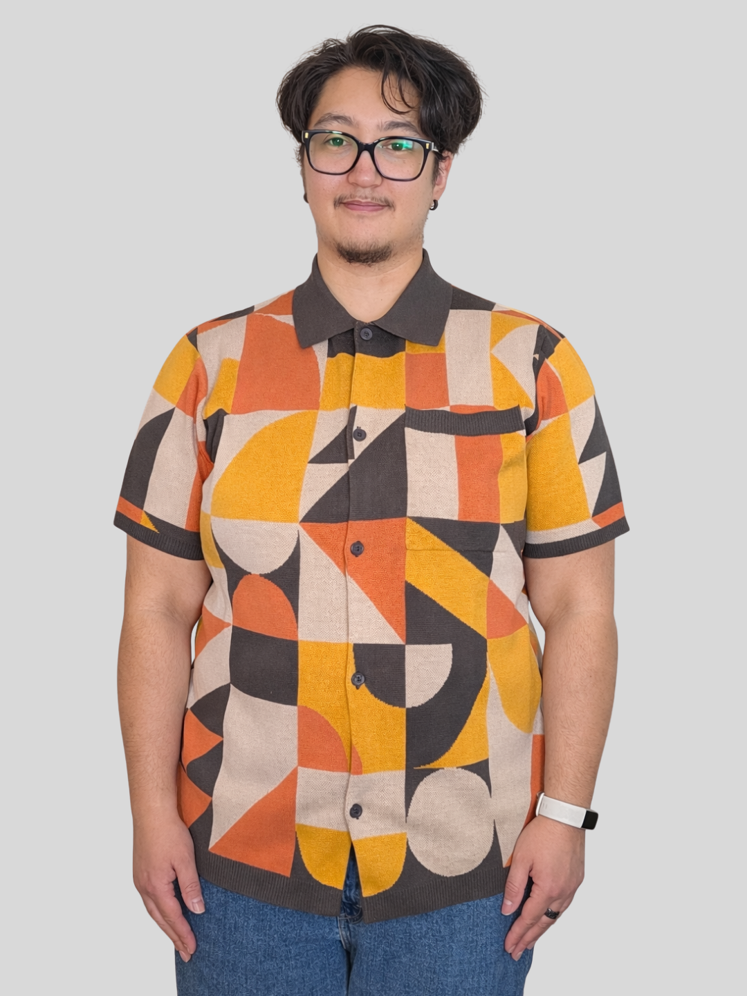 Bauhaus Button Up - Sleepy Peach