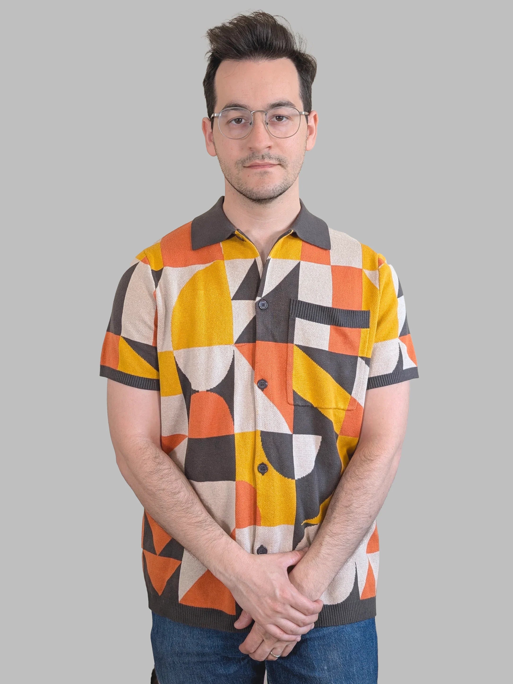 Bauhaus Button Up - Sleepy Peach