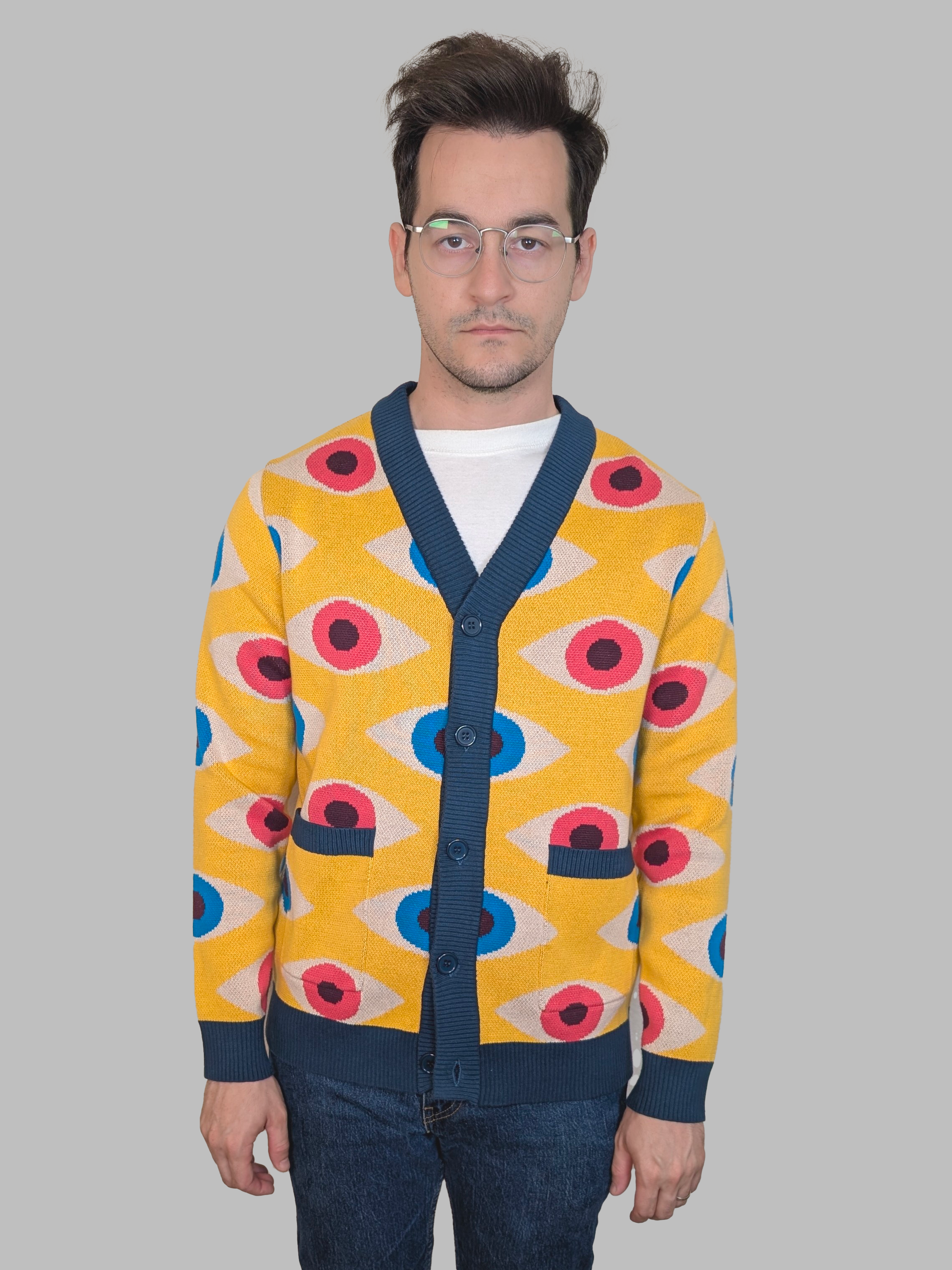 Bauhaus Eyeball Cardigan - Sleepy Peach