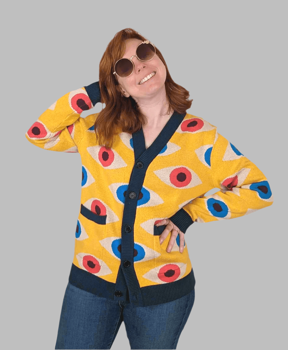 Bauhaus Eyeball Cardigan - Sleepy Peach