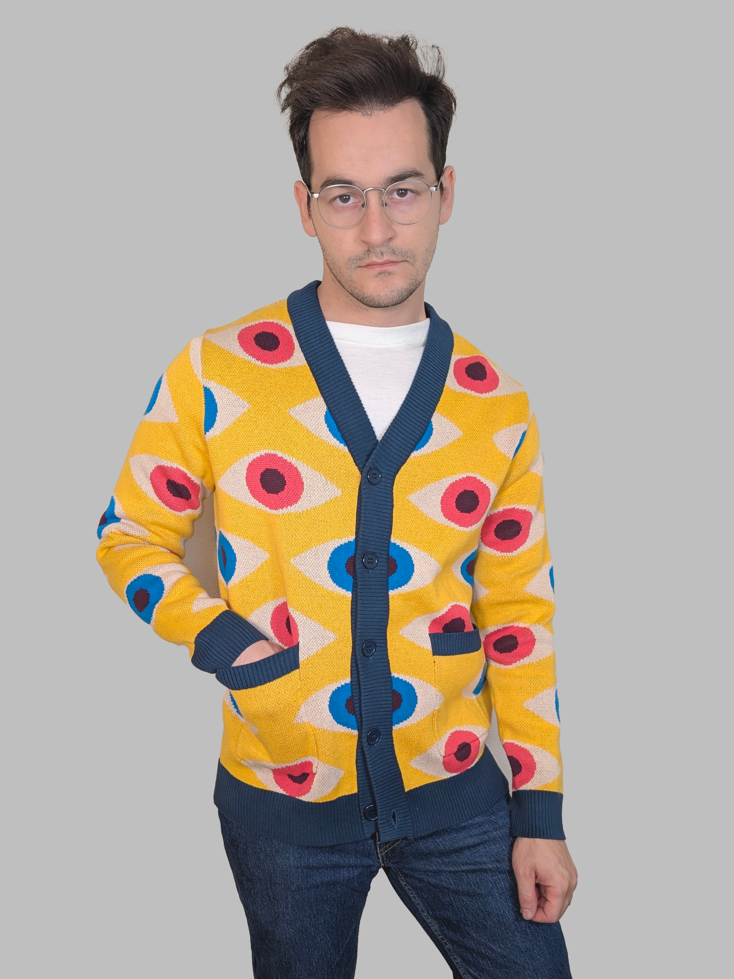 Bauhaus Eyeball Cardigan - Sleepy Peach