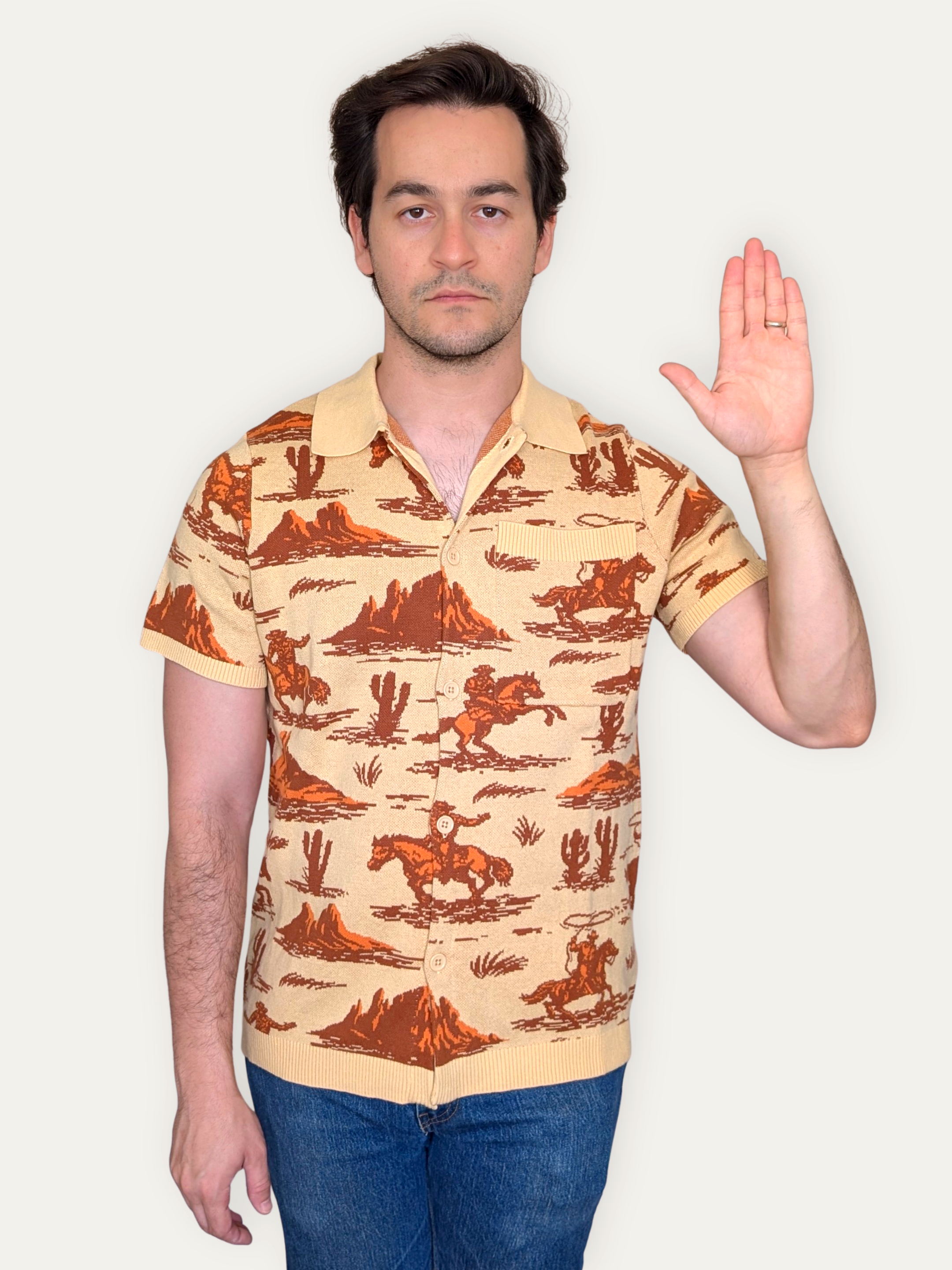 Camp Americana Button Up - Sleepy Peach 481