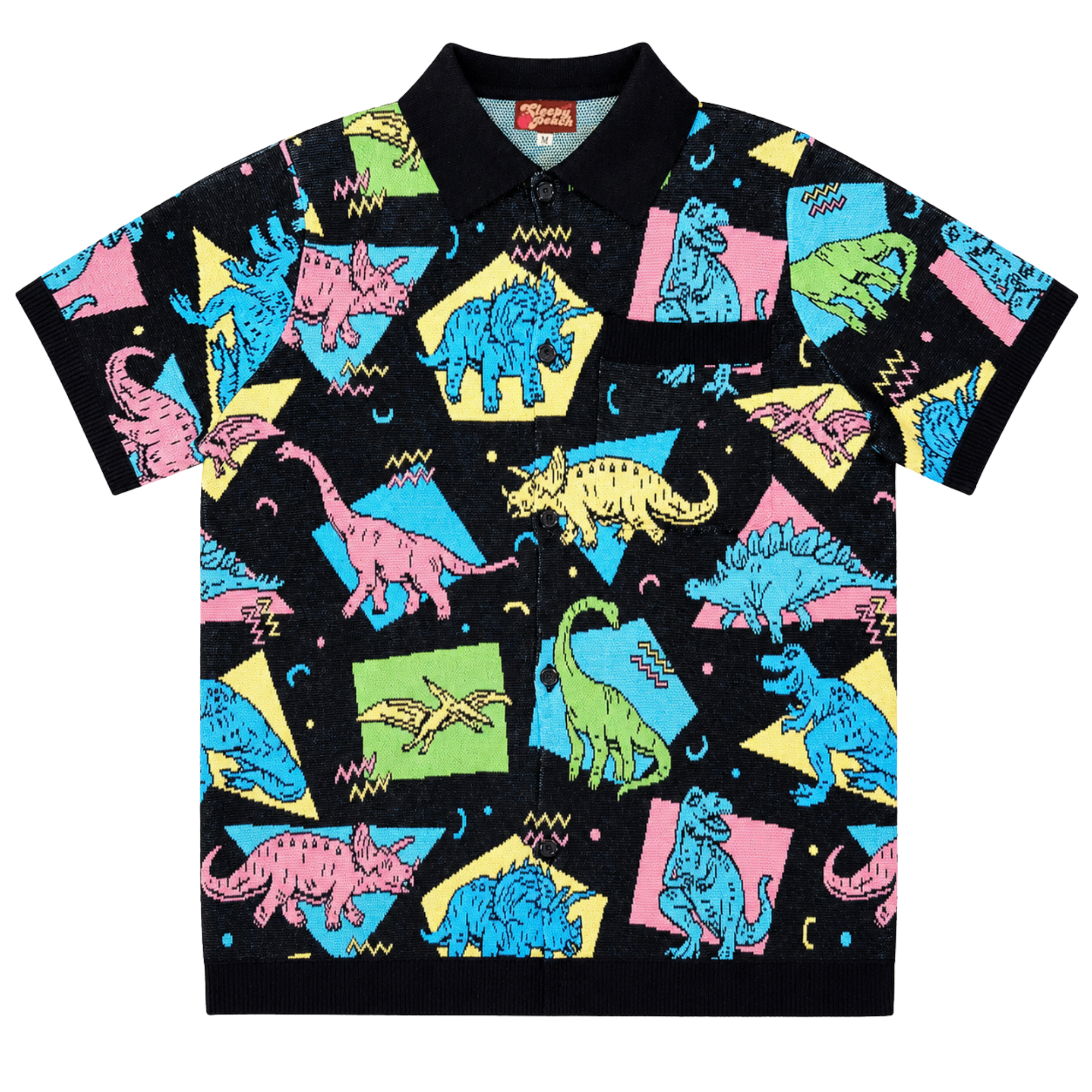 Dino Party Button Up - Sleepy Peach 1011