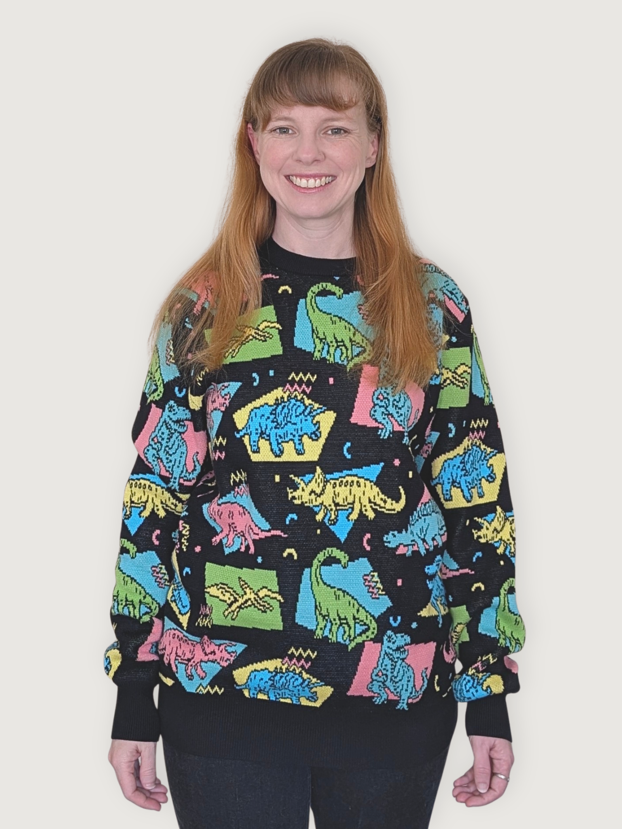 Dino Party Sweater - Sleepy Peach 411