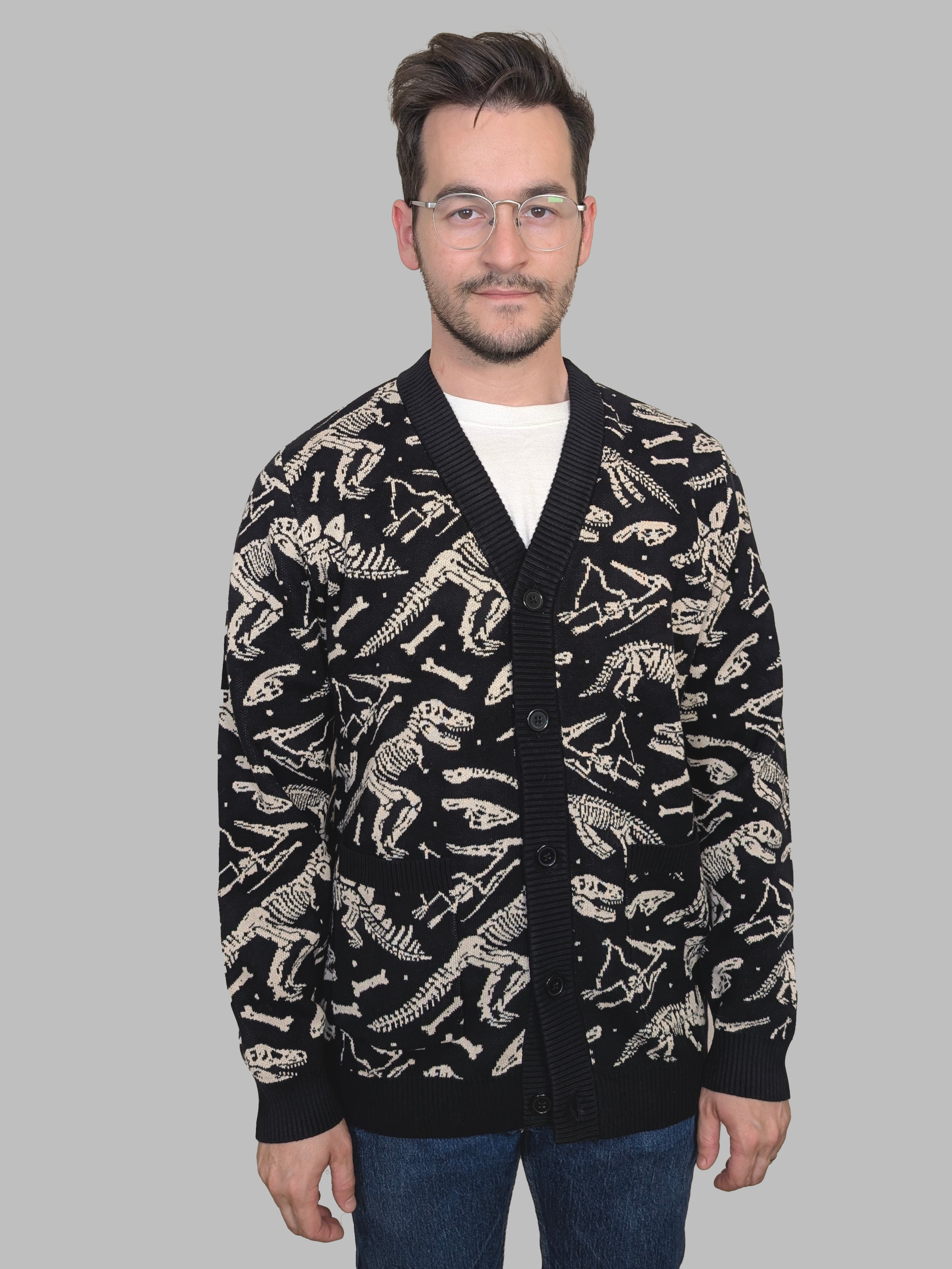 Dinosaur Fossil Cardigan - Sleepy Peach