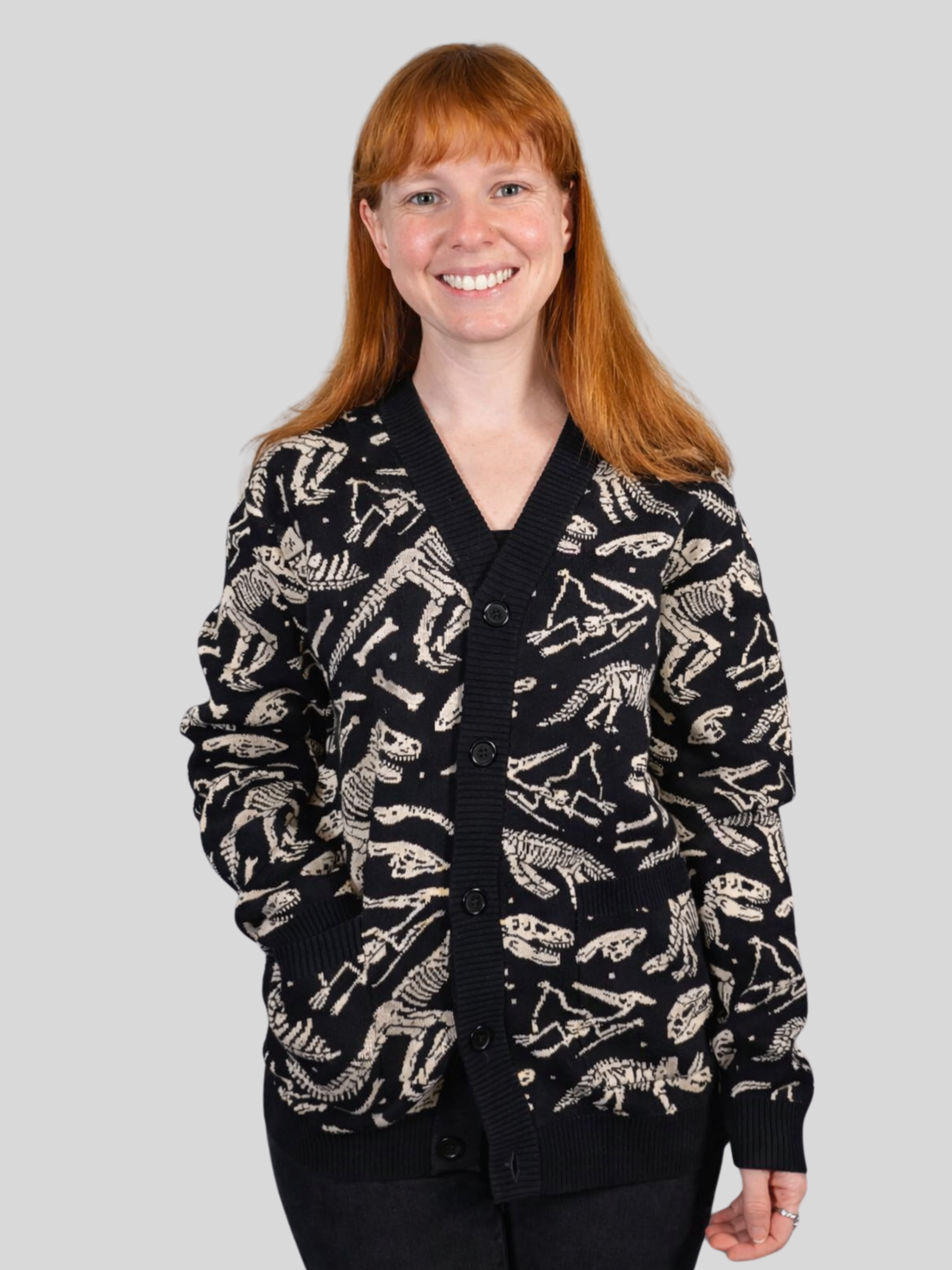 Dinosaur Fossil Cardigan - Sleepy Peach
