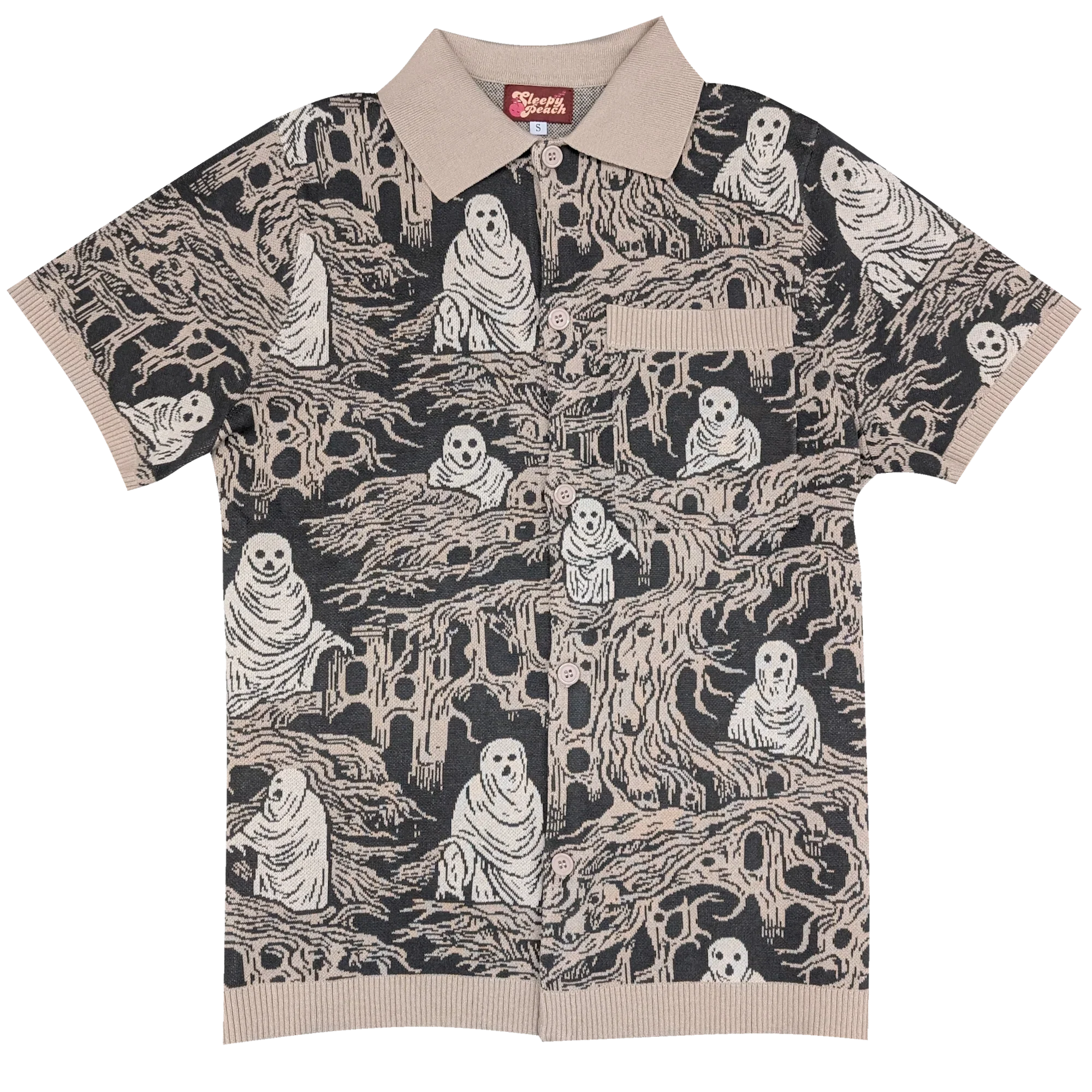 Eldritch Horror Button Up - Sleepy Peach