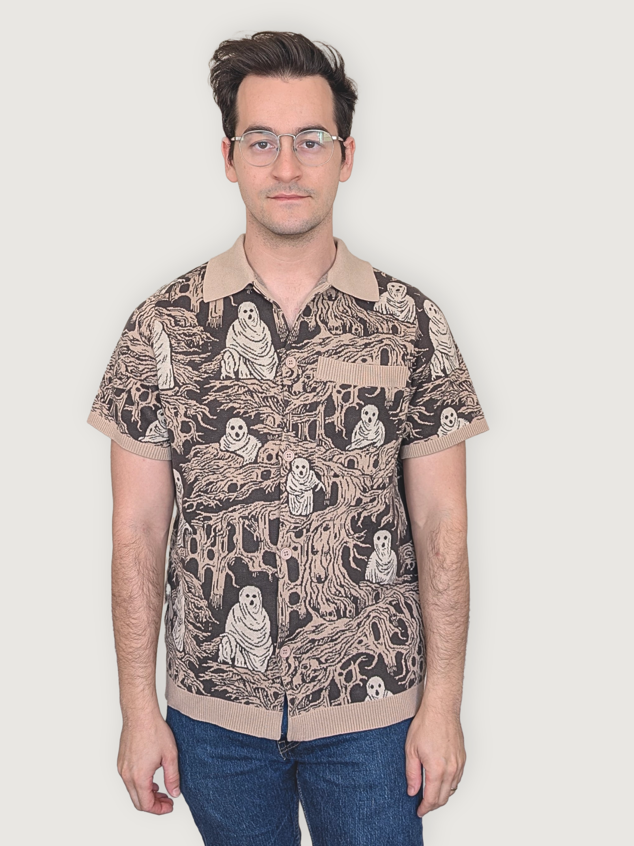 Eldritch Horror Button Up - Sleepy Peach