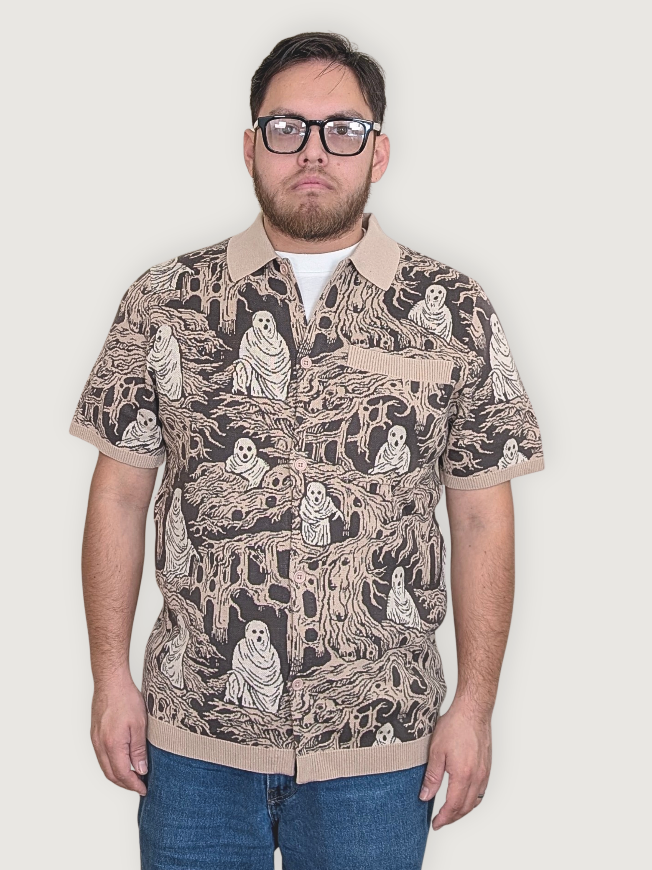 Eldritch Horror Button Up - Sleepy Peach