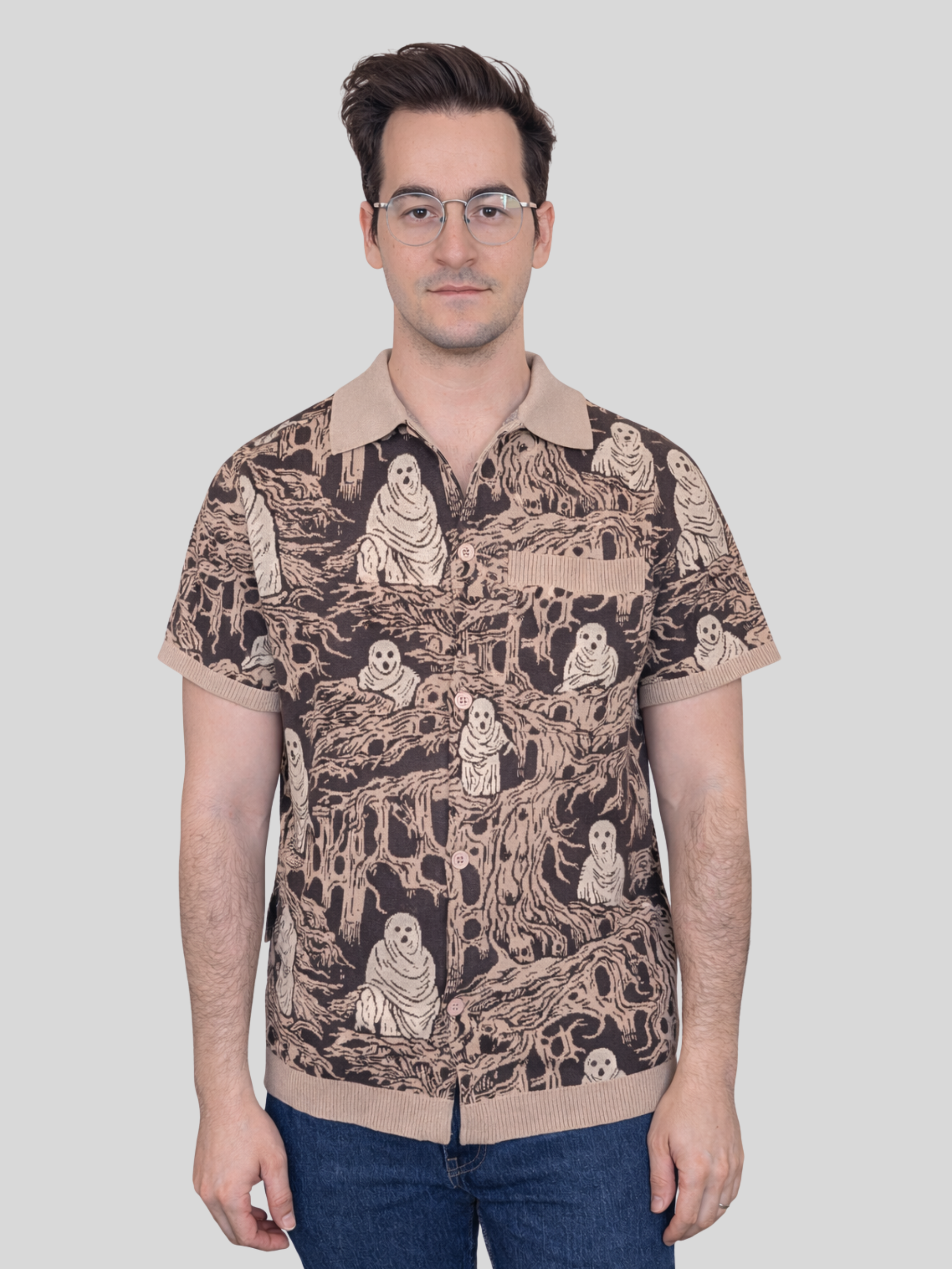 Eldritch Horror Button Up - Sleepy Peach