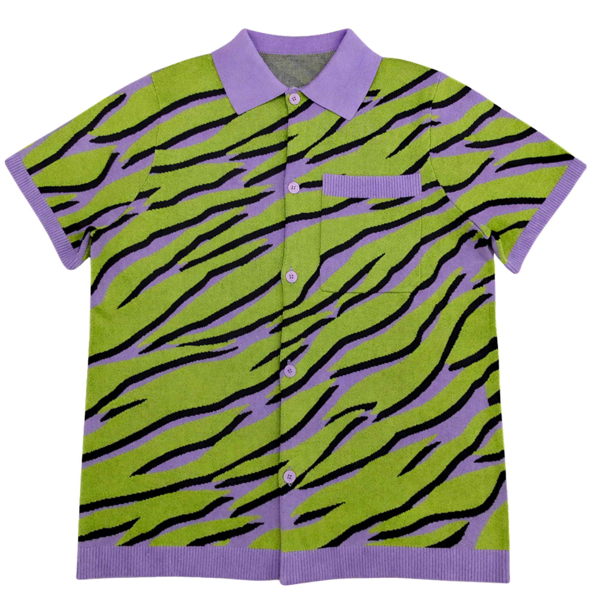 Electric Zebra Button Up - Sleepy Peach