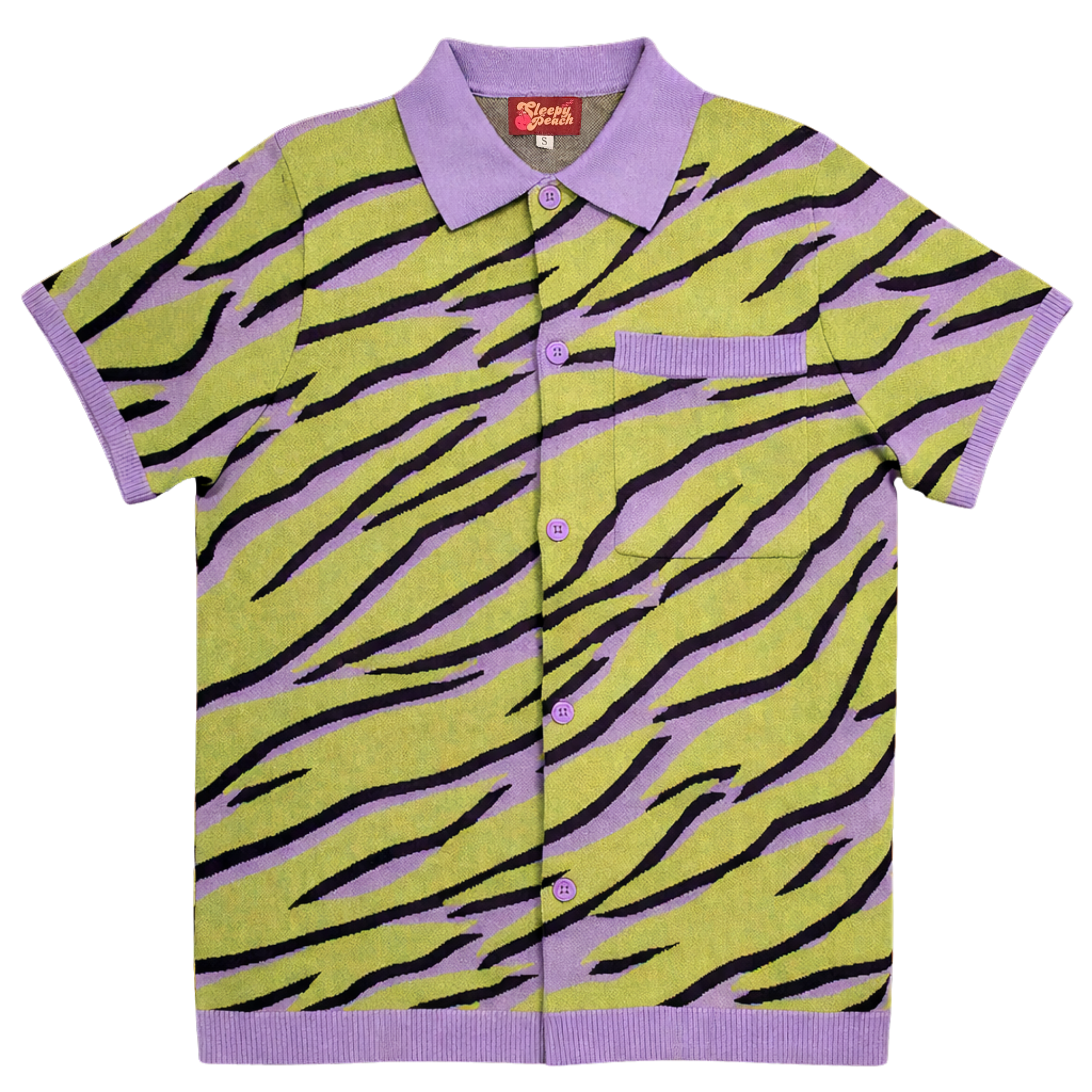 Electric Zebra Button Up - Sleepy Peach
