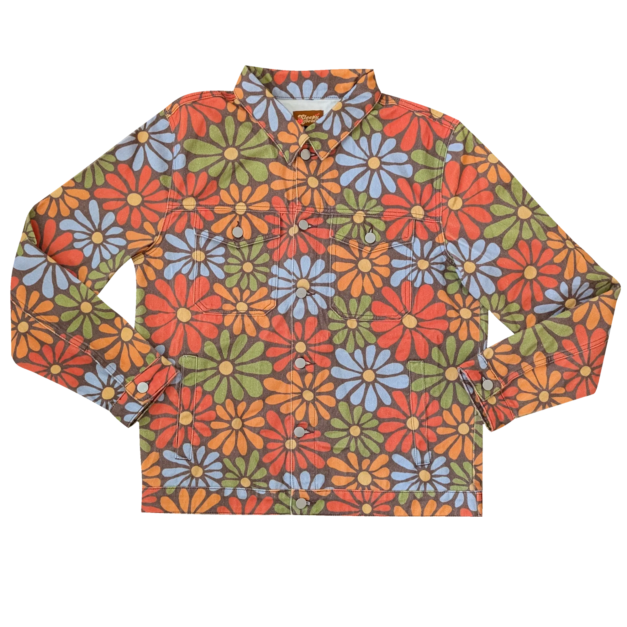 Flower Power Denim Jacket - Sleepy Peach