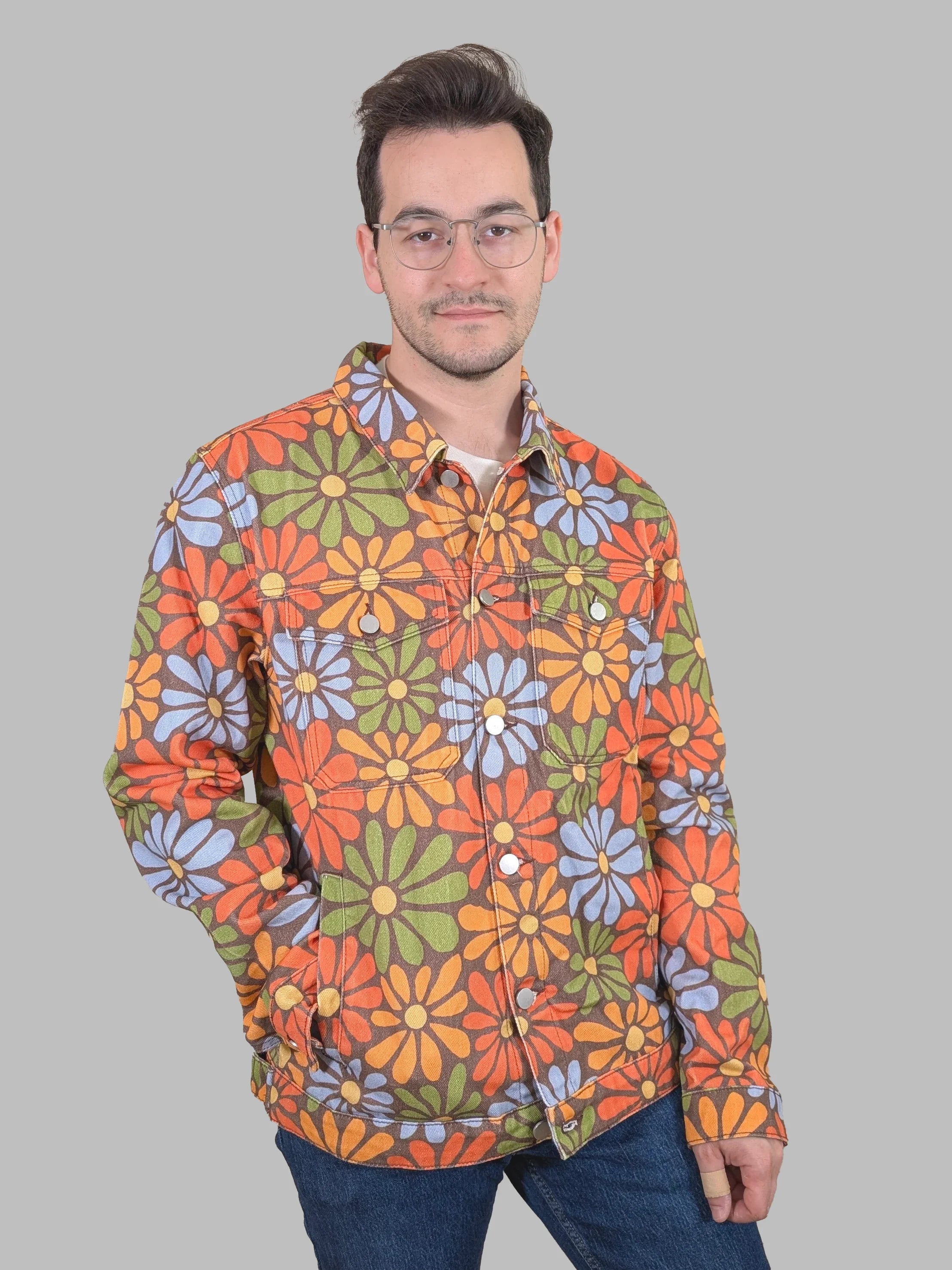 Flower Power Denim Jacket - Sleepy Peach