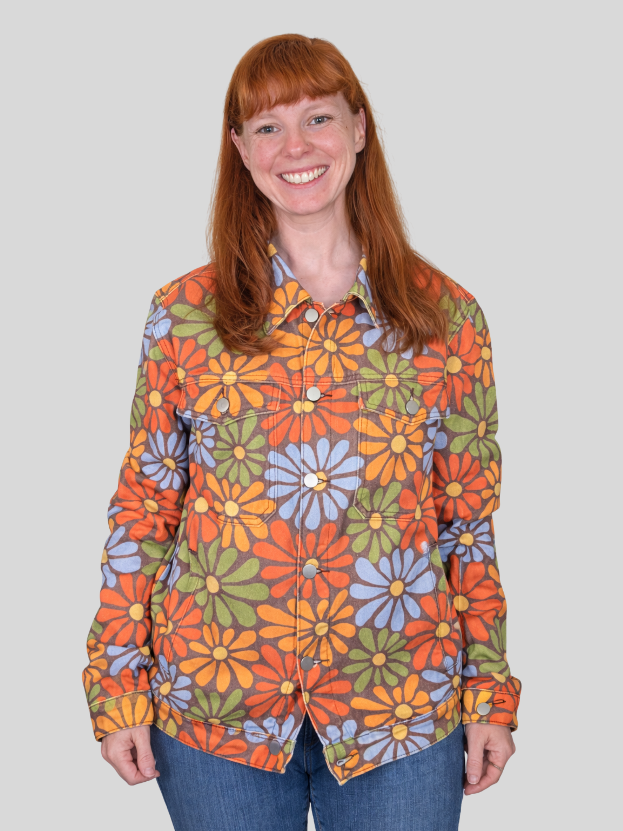 Flower Power Denim Jacket - Sleepy Peach