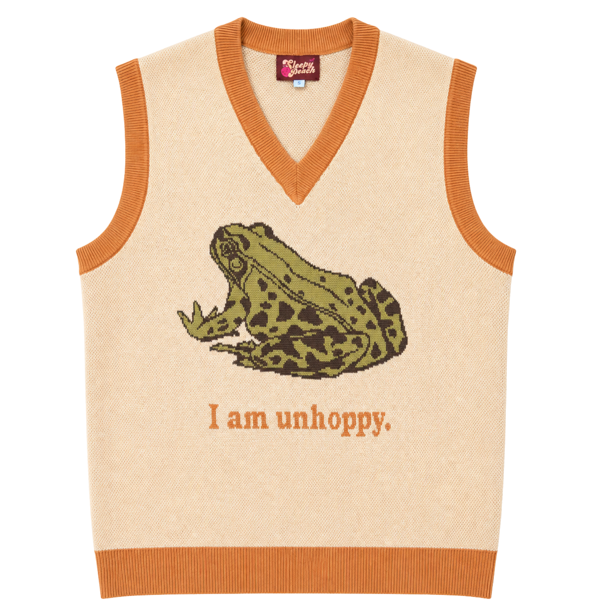 I Am Unhoppy Frog Vest - Sleepy Peach 181