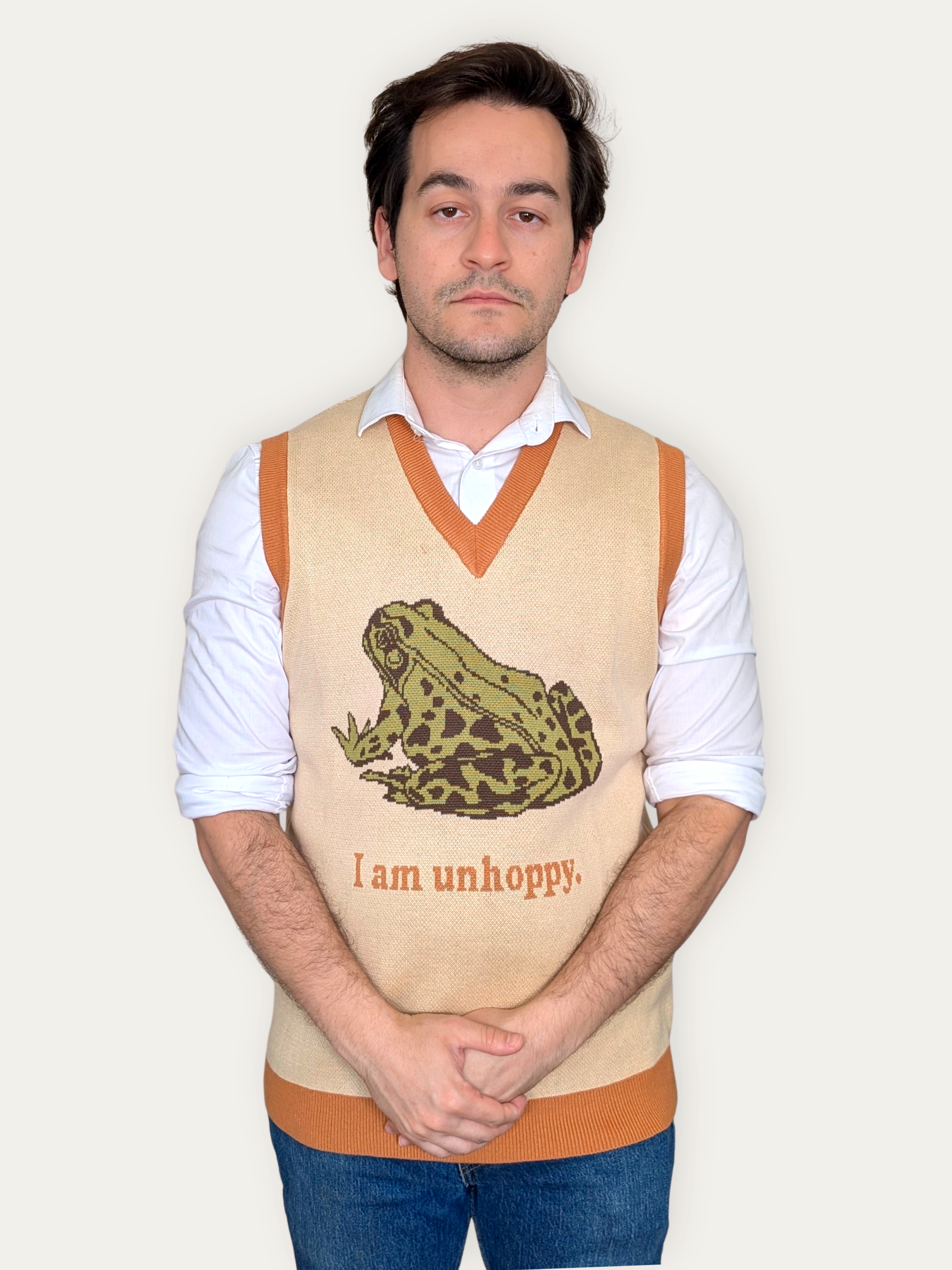 I Am Unhoppy Frog Vest - Sleepy Peach 181