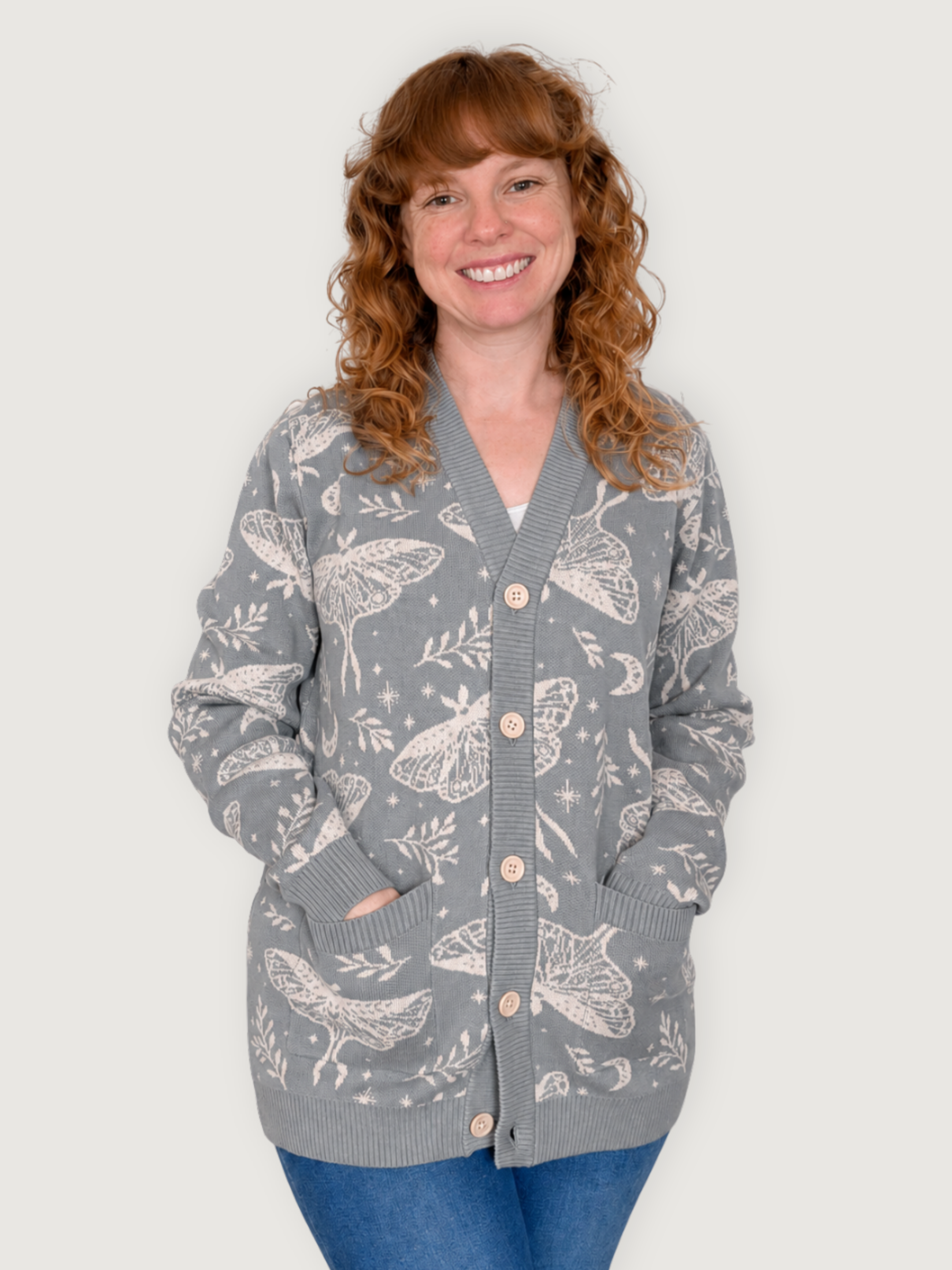 Luna Moth Cardigan - Sleepy Peach