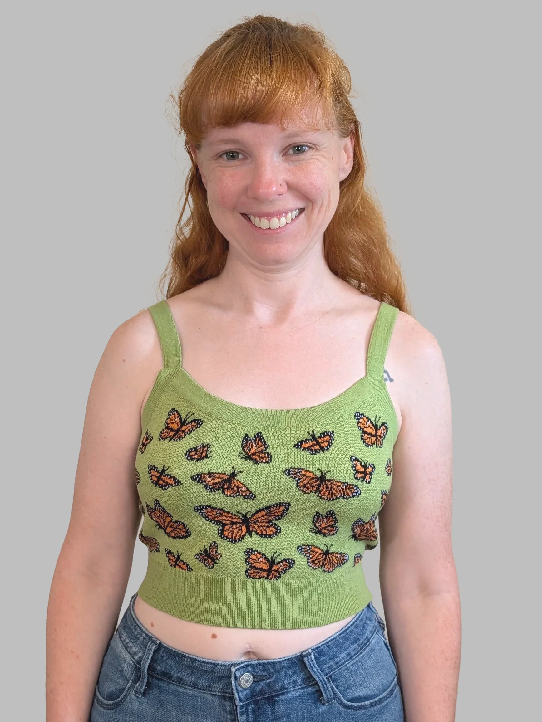 Monarch Butterfly Crop Top - Sleepy Peach