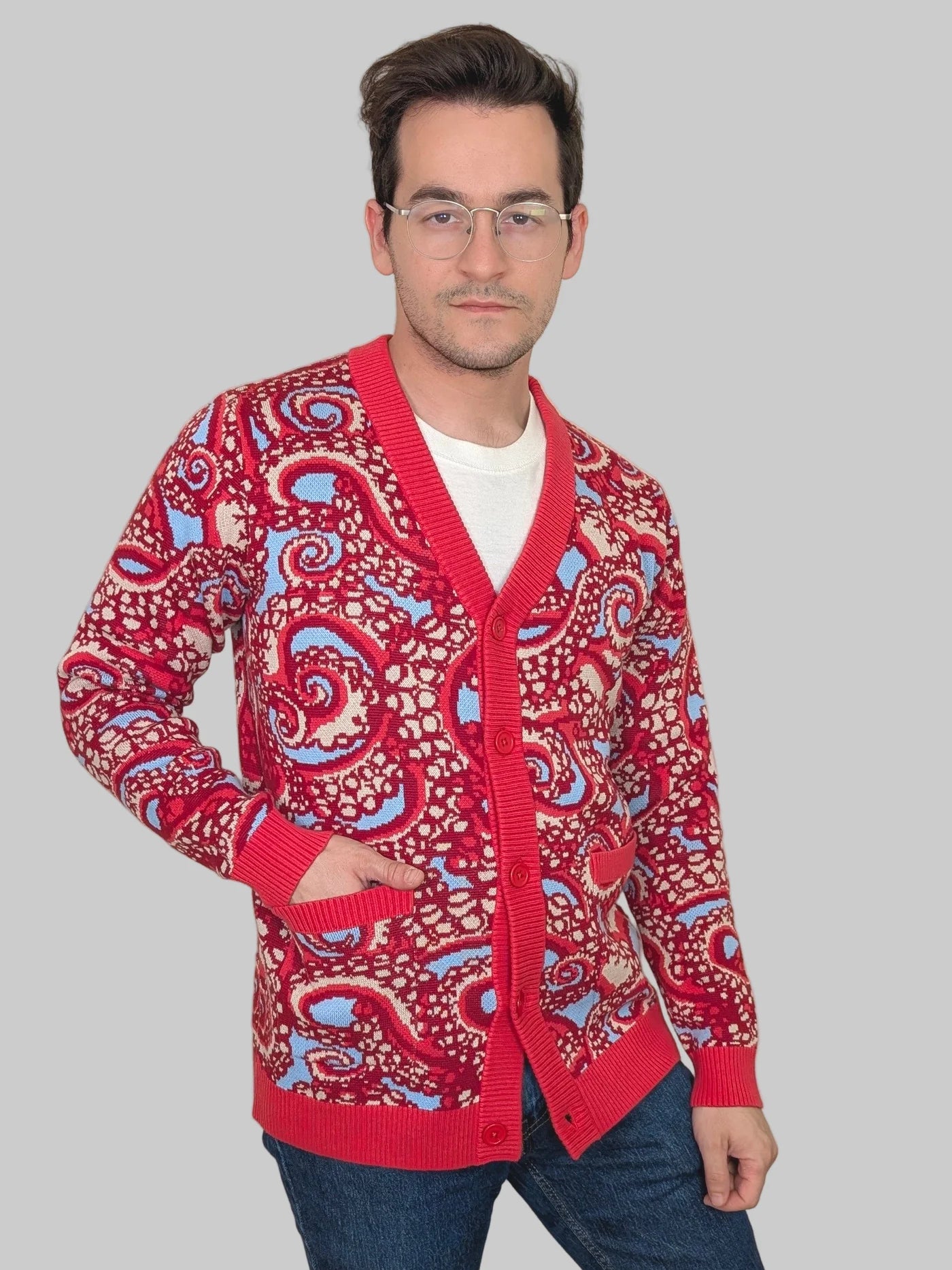 Paisley Octopus Cardigan - Sleepy Peach