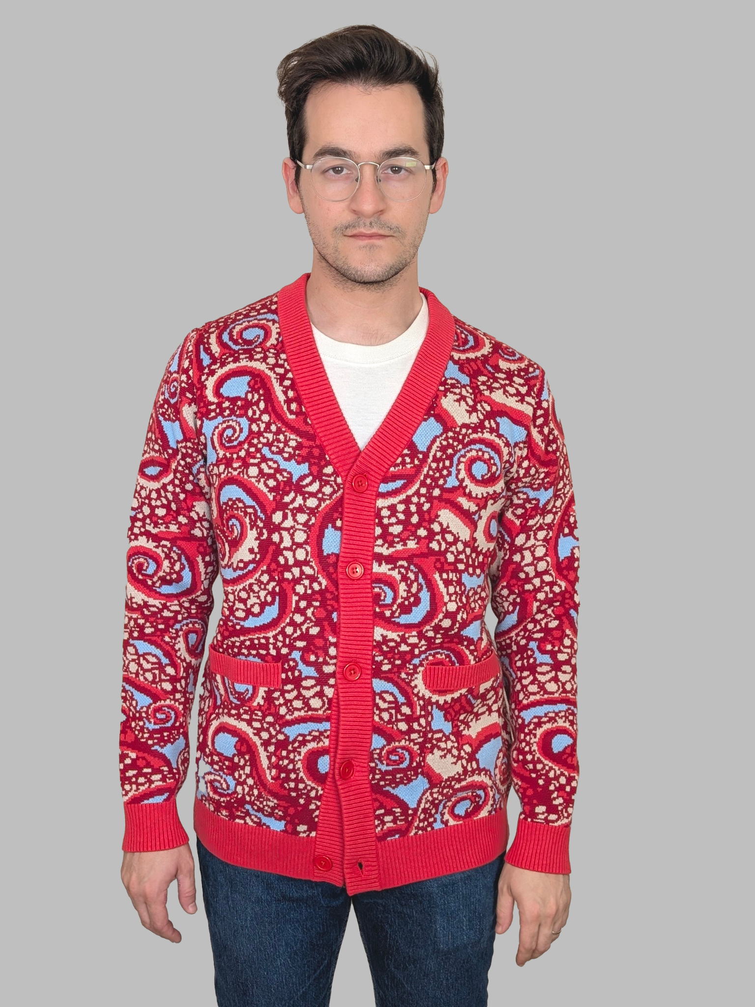 Paisley Octopus Cardigan - Sleepy Peach