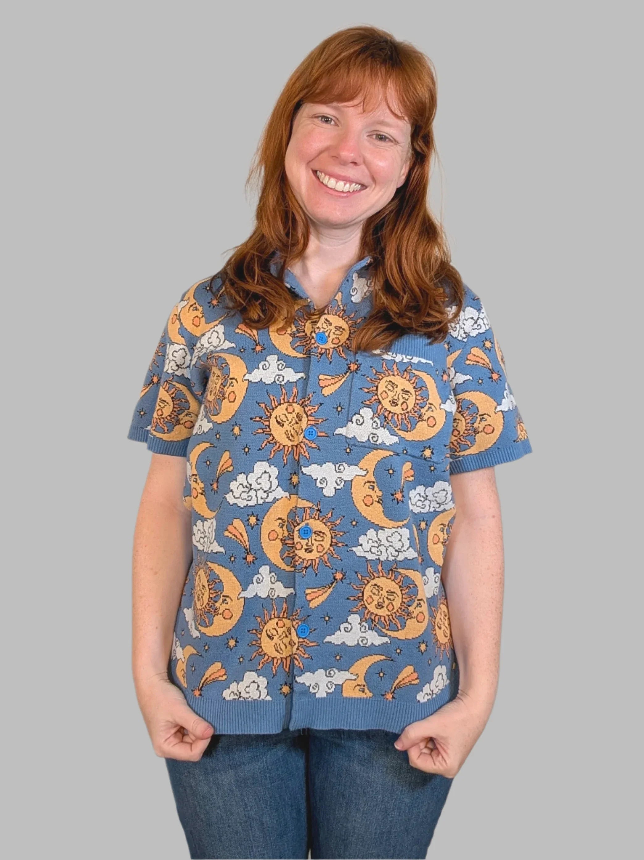 Sun & Moon Button Up - Sleepy Peach