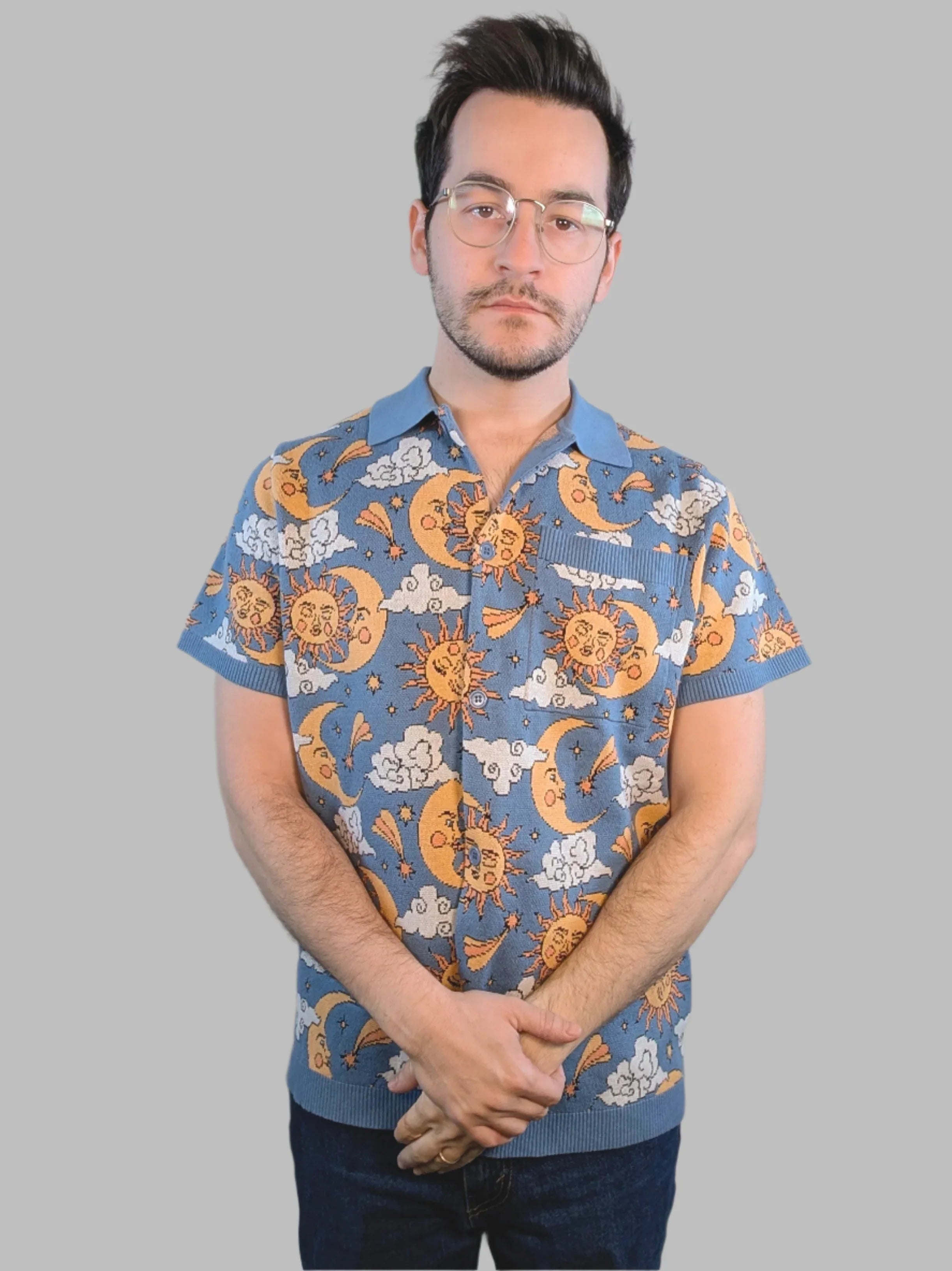 Sun & Moon Button Up - Sleepy Peach