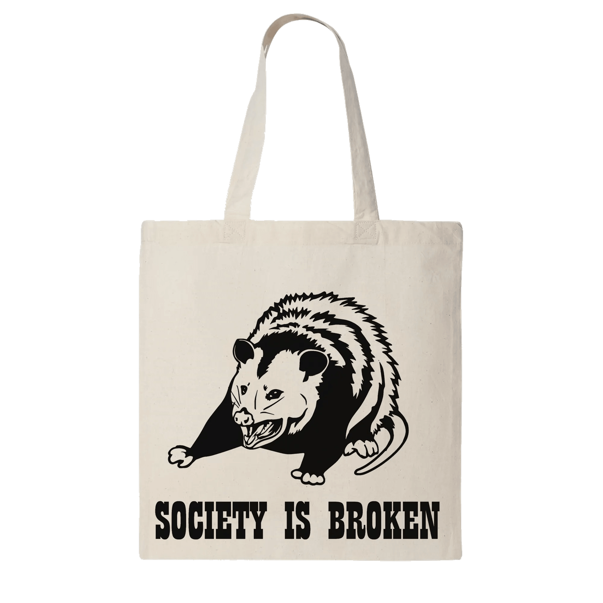 SOCIETY IS BROKEN Possum Tote Bag - Sleepy Peach