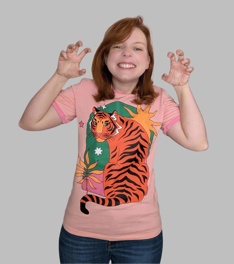 Pensive Tiger Shirt - Sleepy Peach