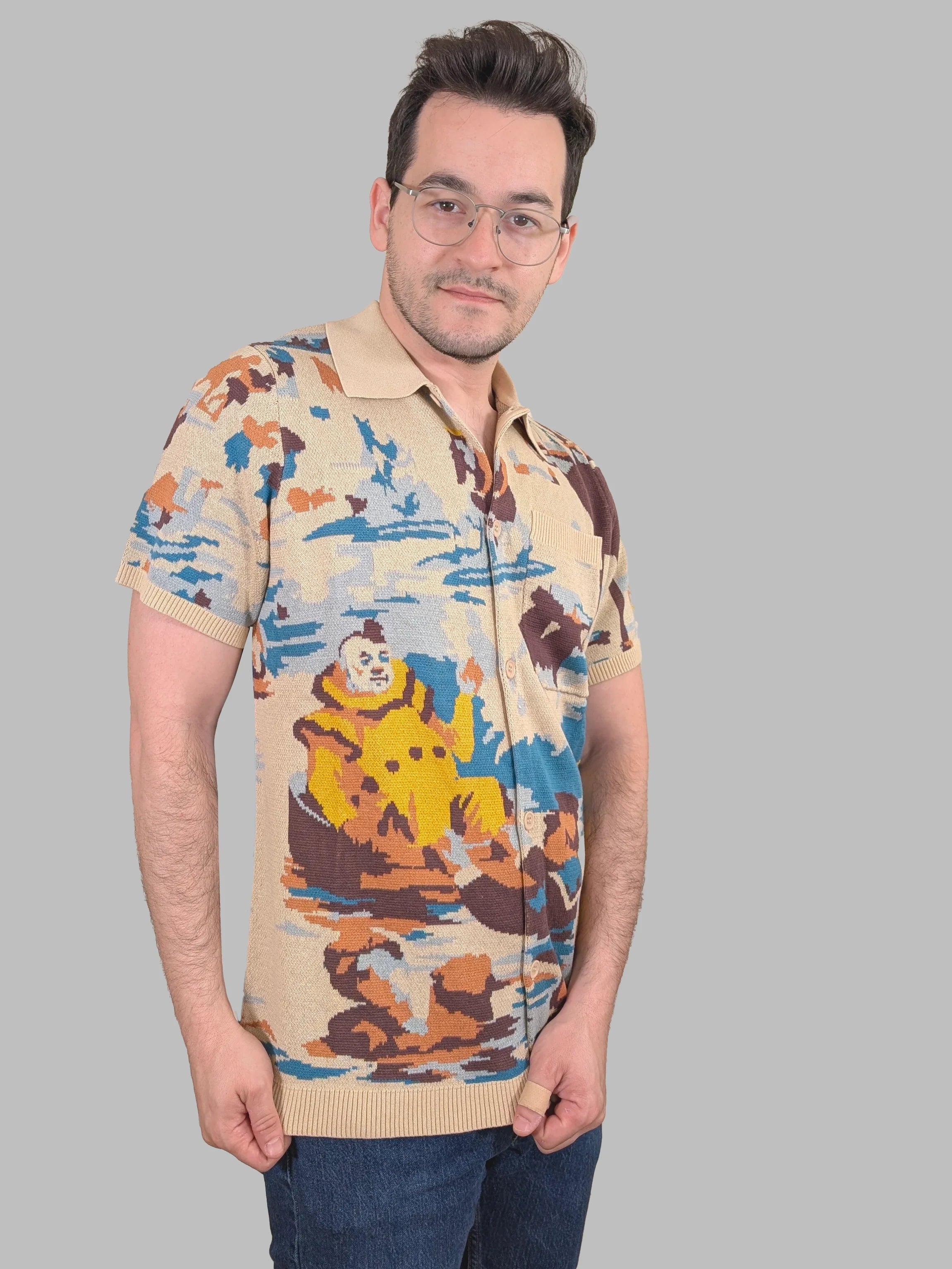 Bathing Clown Button Up - Sleepy Peach