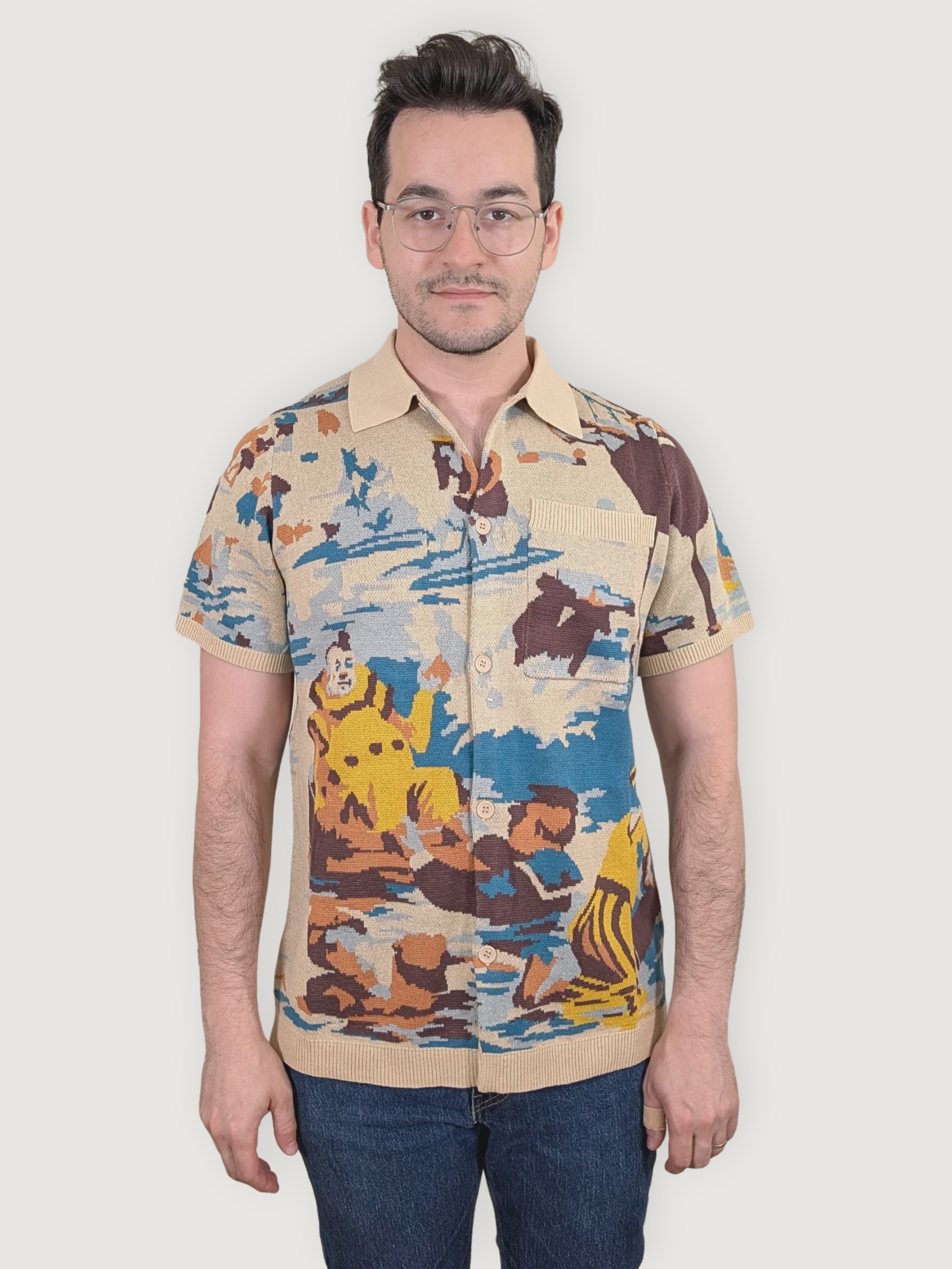 Bathing Clown Button Up - Sleepy Peach 49481