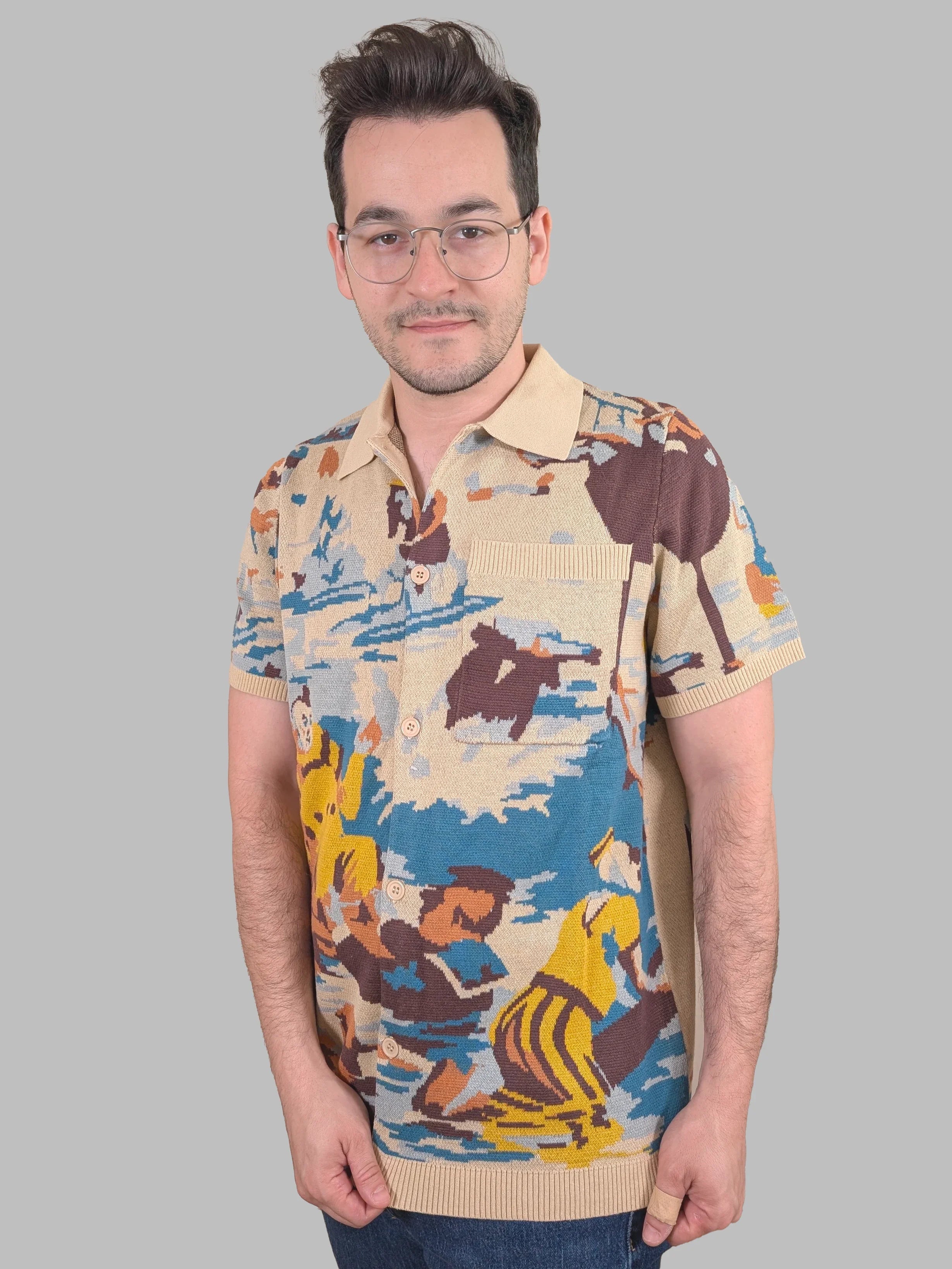 Bathing Clown Button Up - Sleepy Peach
