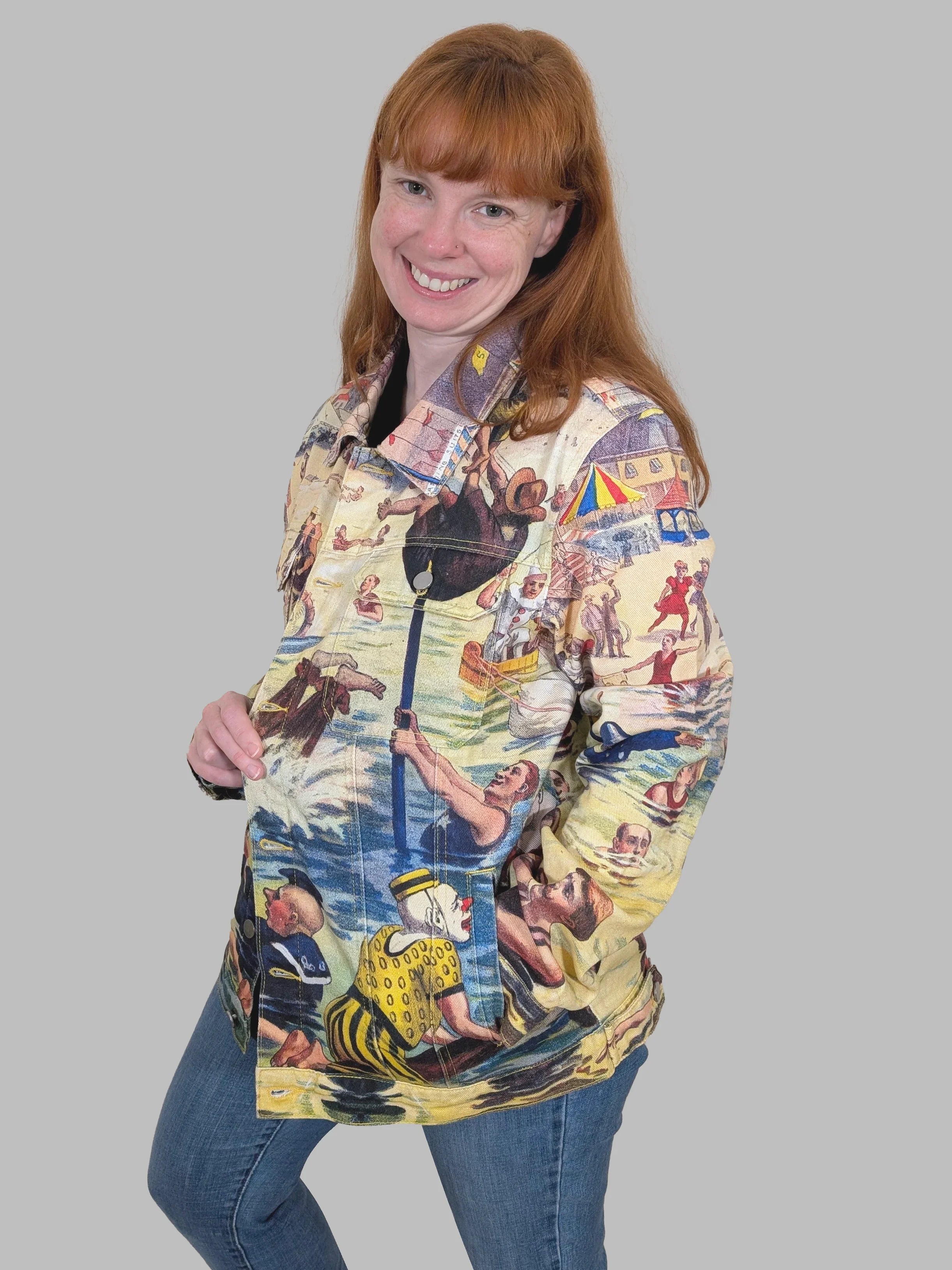 Bathing Clown Denim Jacket - Sleepy Peach