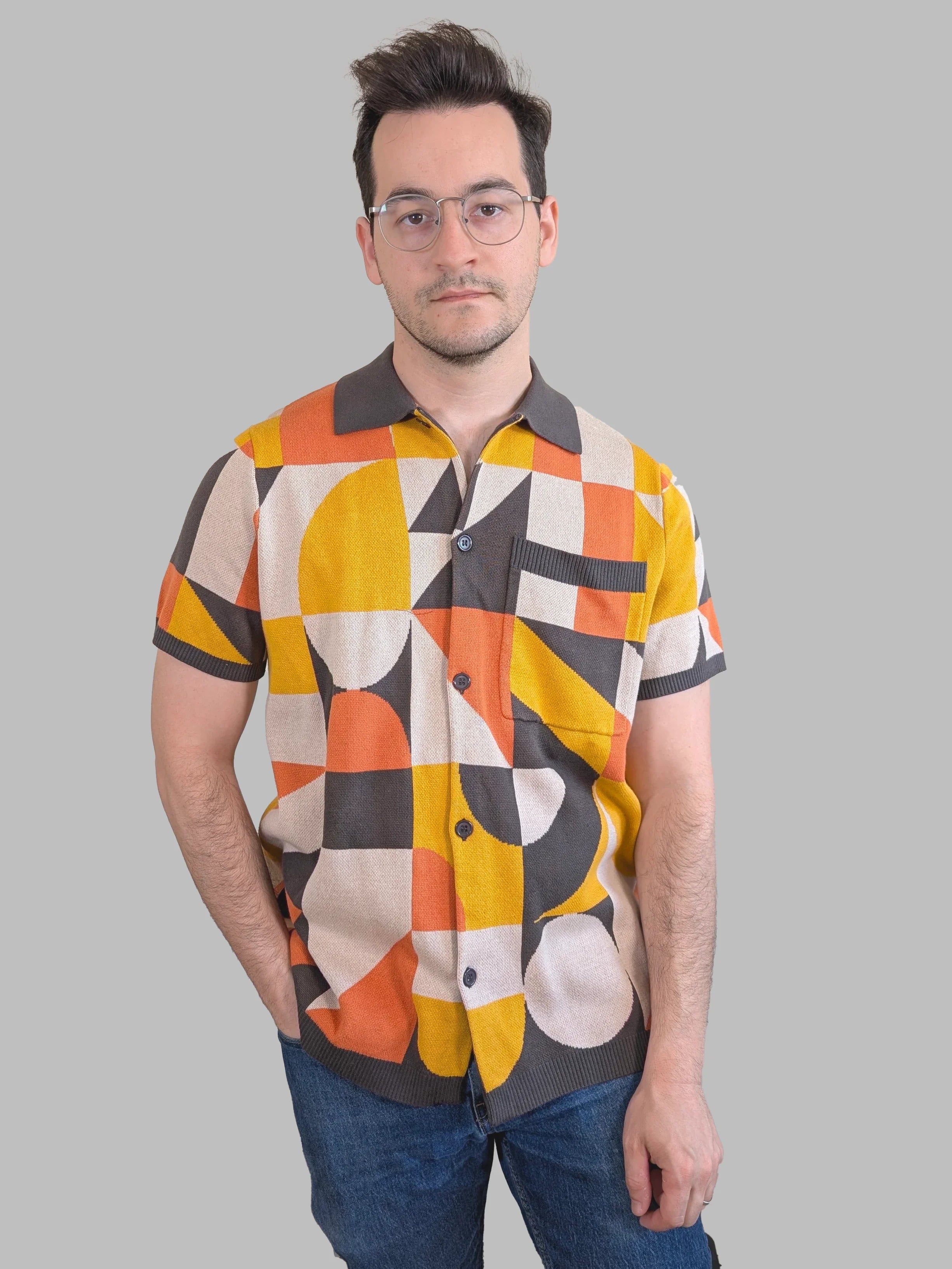 Bauhaus Button Up - Sleepy Peach