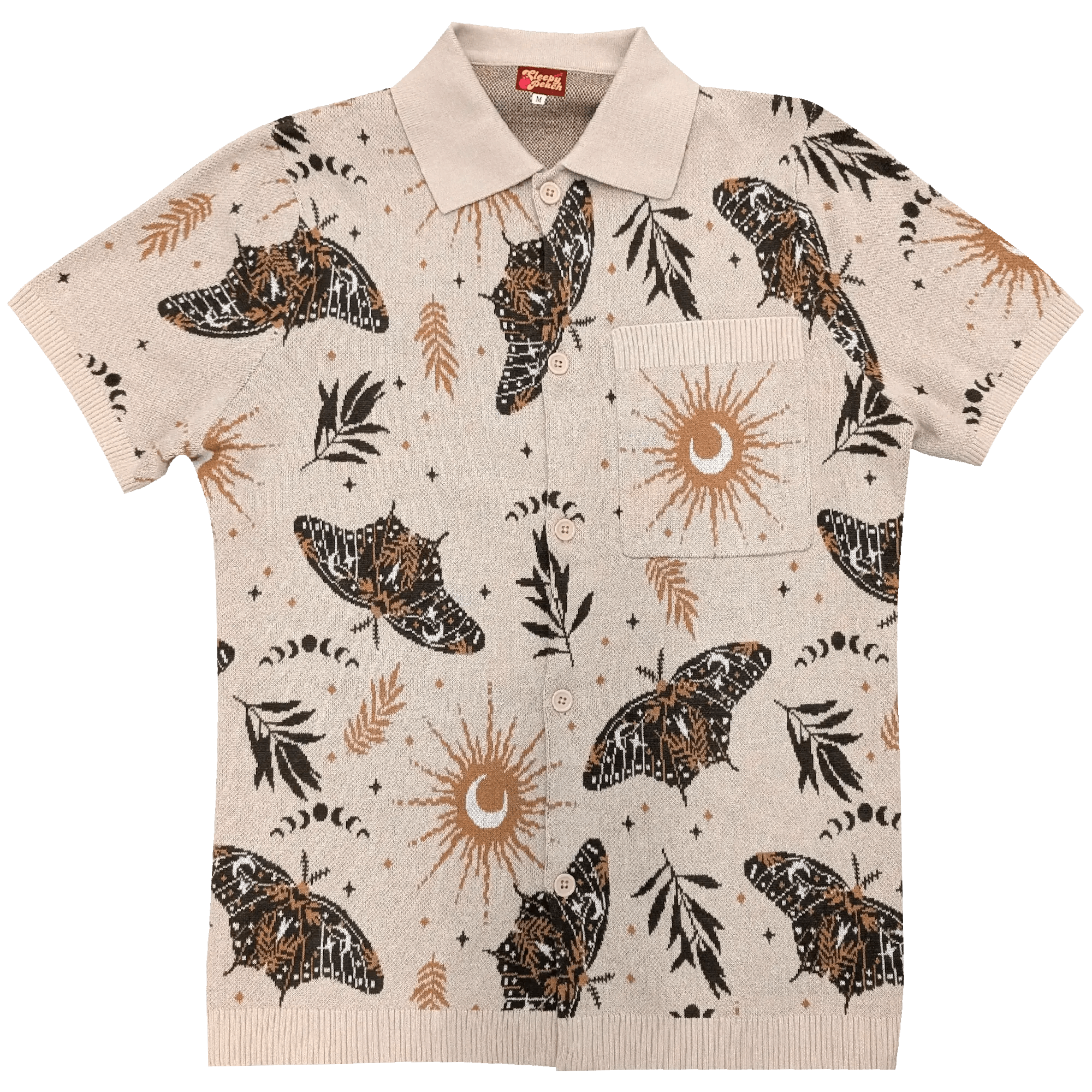 Celestial Moth Button Up - Sleepy Peach