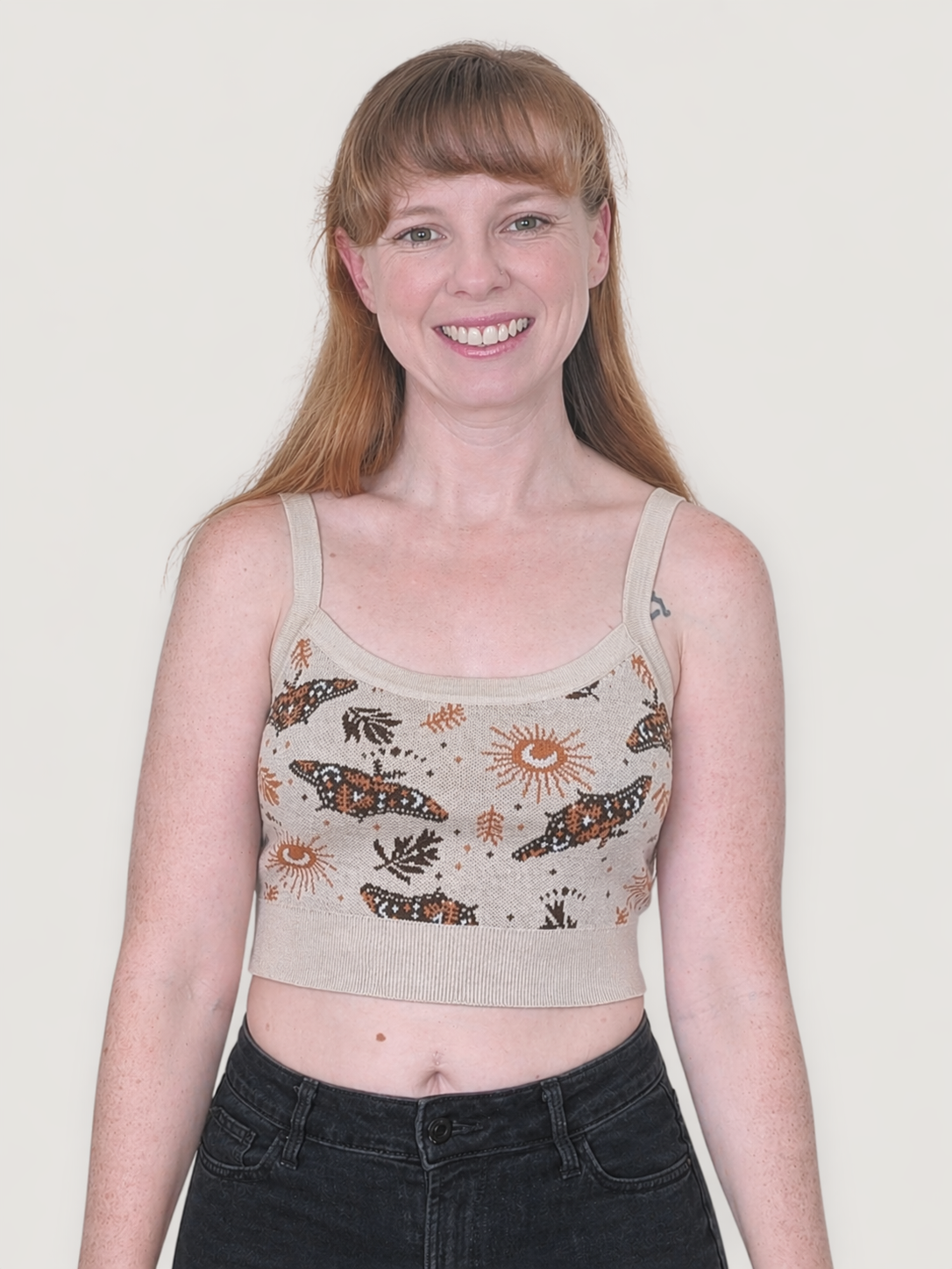Celestial Moth Crop Top - Sleepy Peach