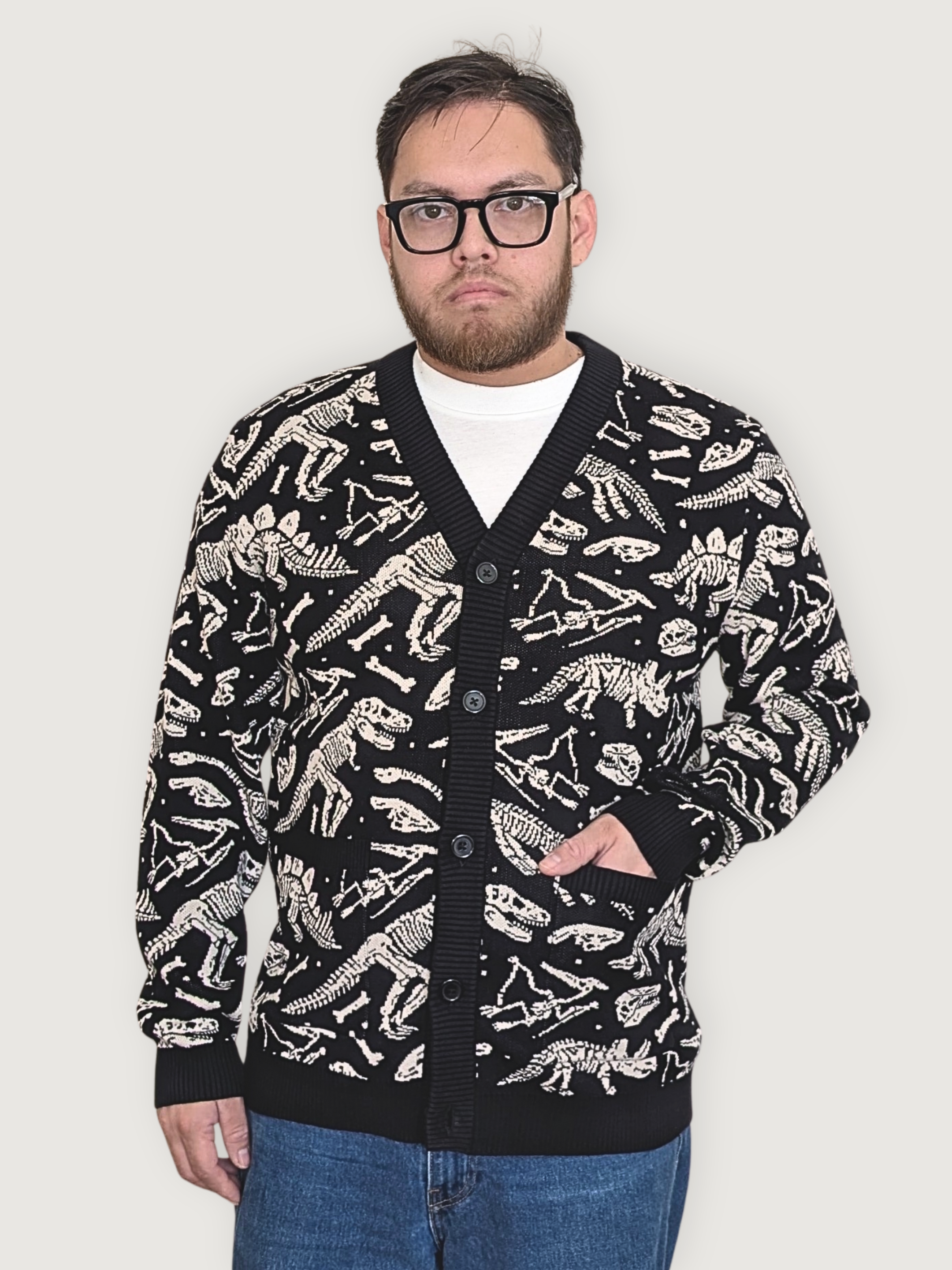 Dinosaur Fossil Cardigan - Sleepy Peach 491