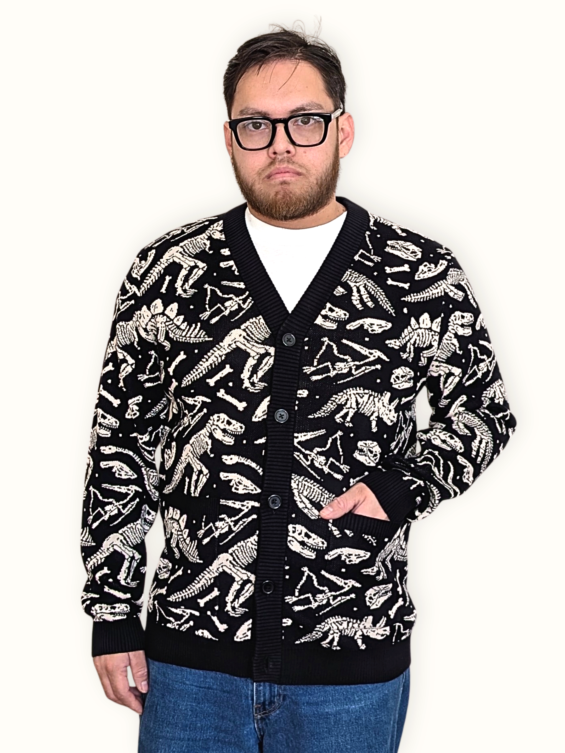Sleepy Peach - Dinosaur Fossil Cardigan
