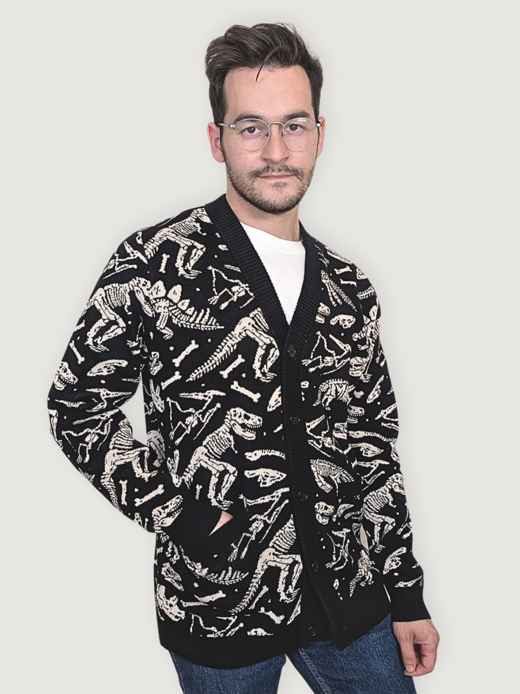 Dinosaur Fossil Cardigan - Sleepy Peach 491