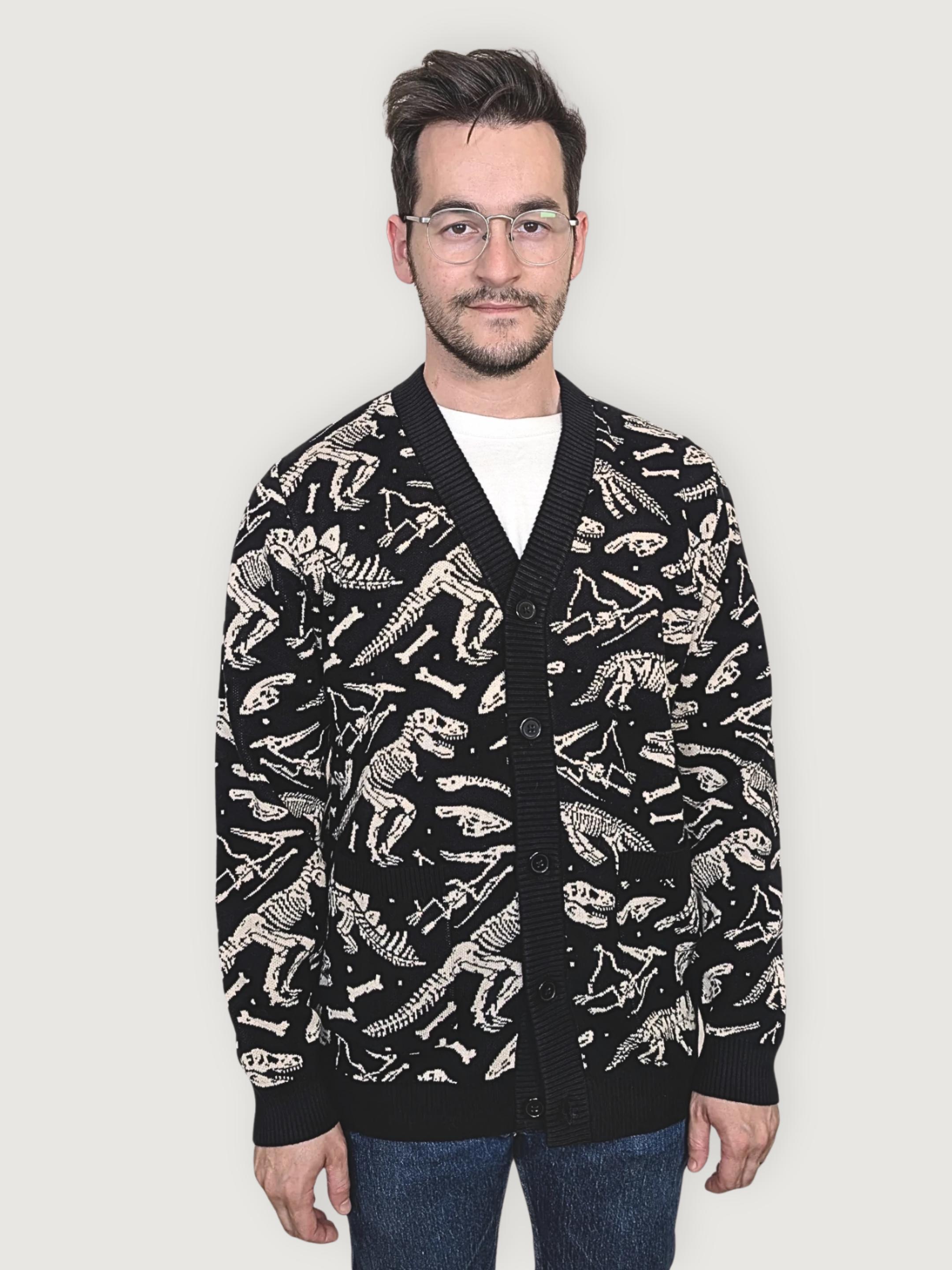 Dinosaur Fossil Cardigan - Sleepy Peach 491