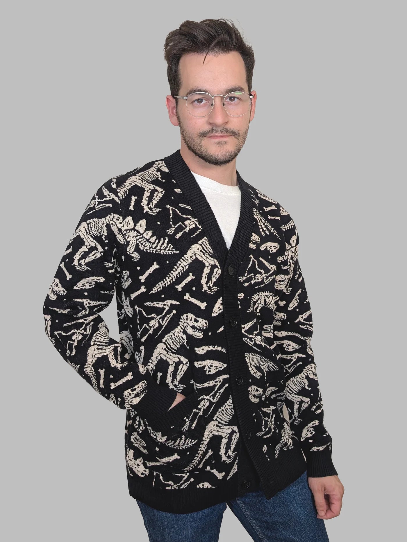 Dinosaur Fossil Cardigan - Sleepy Peach