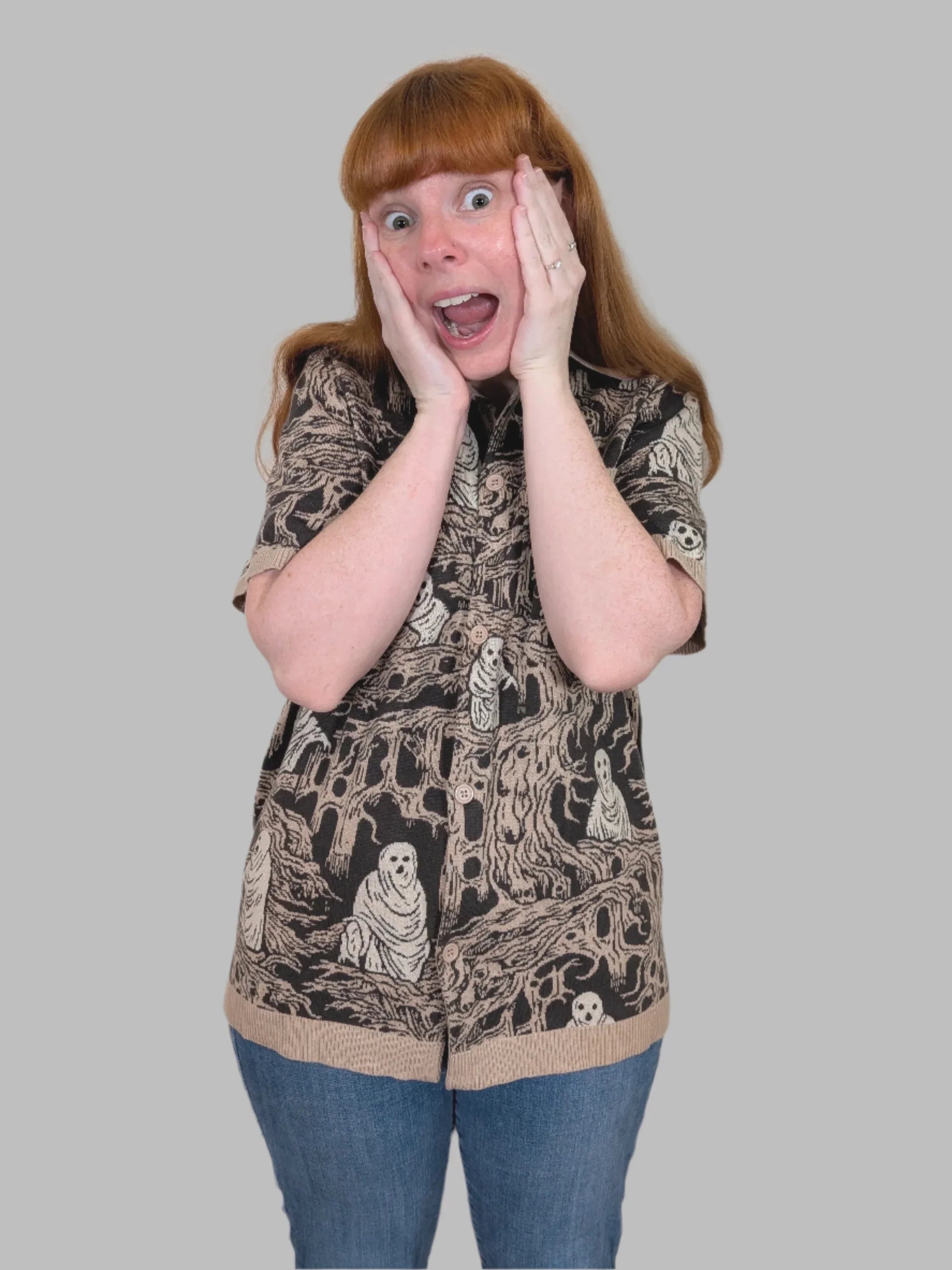 Eldritch Horror Button Up - Sleepy Peach