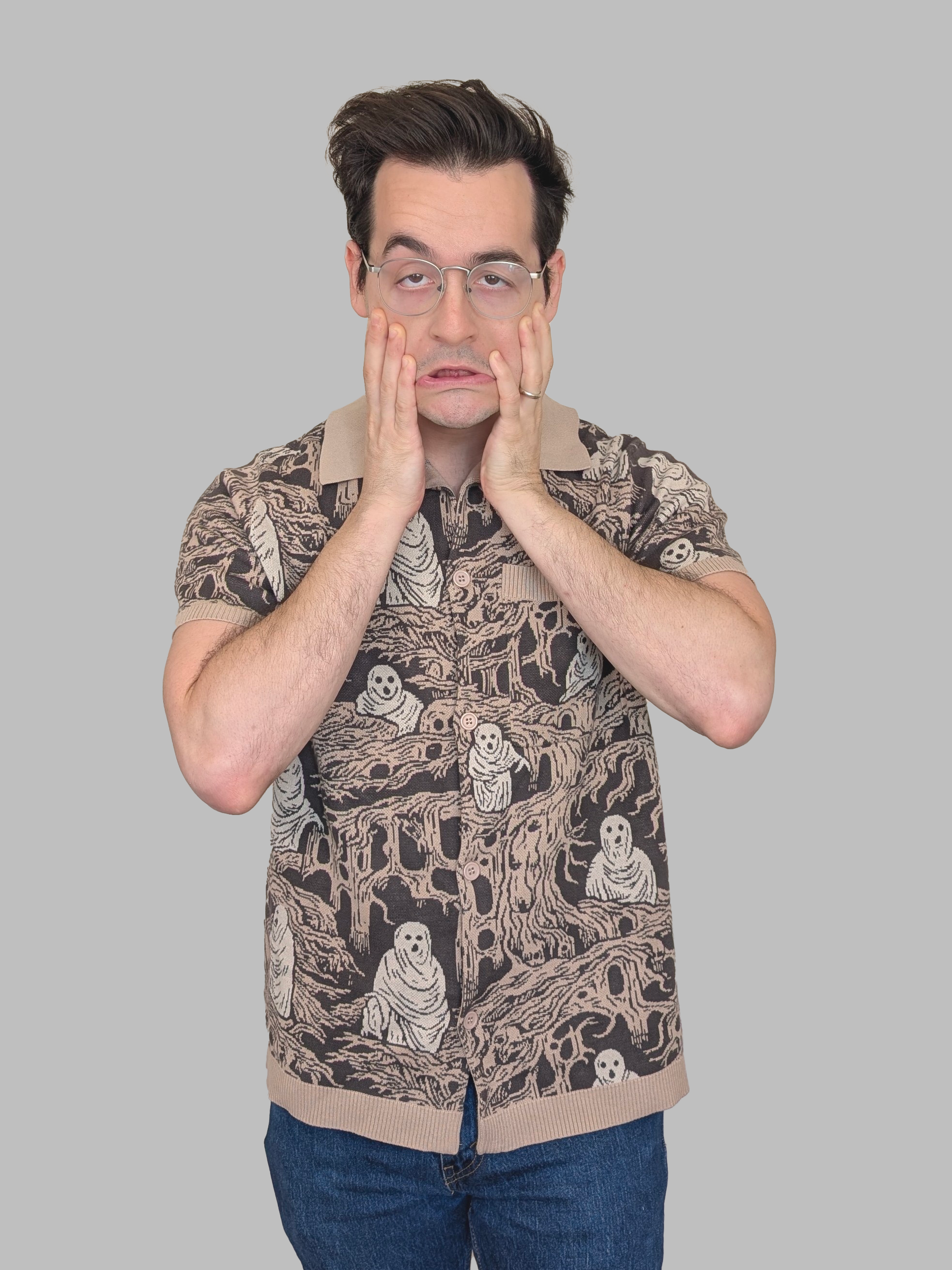 Eldritch Horror Button Up - Sleepy Peach