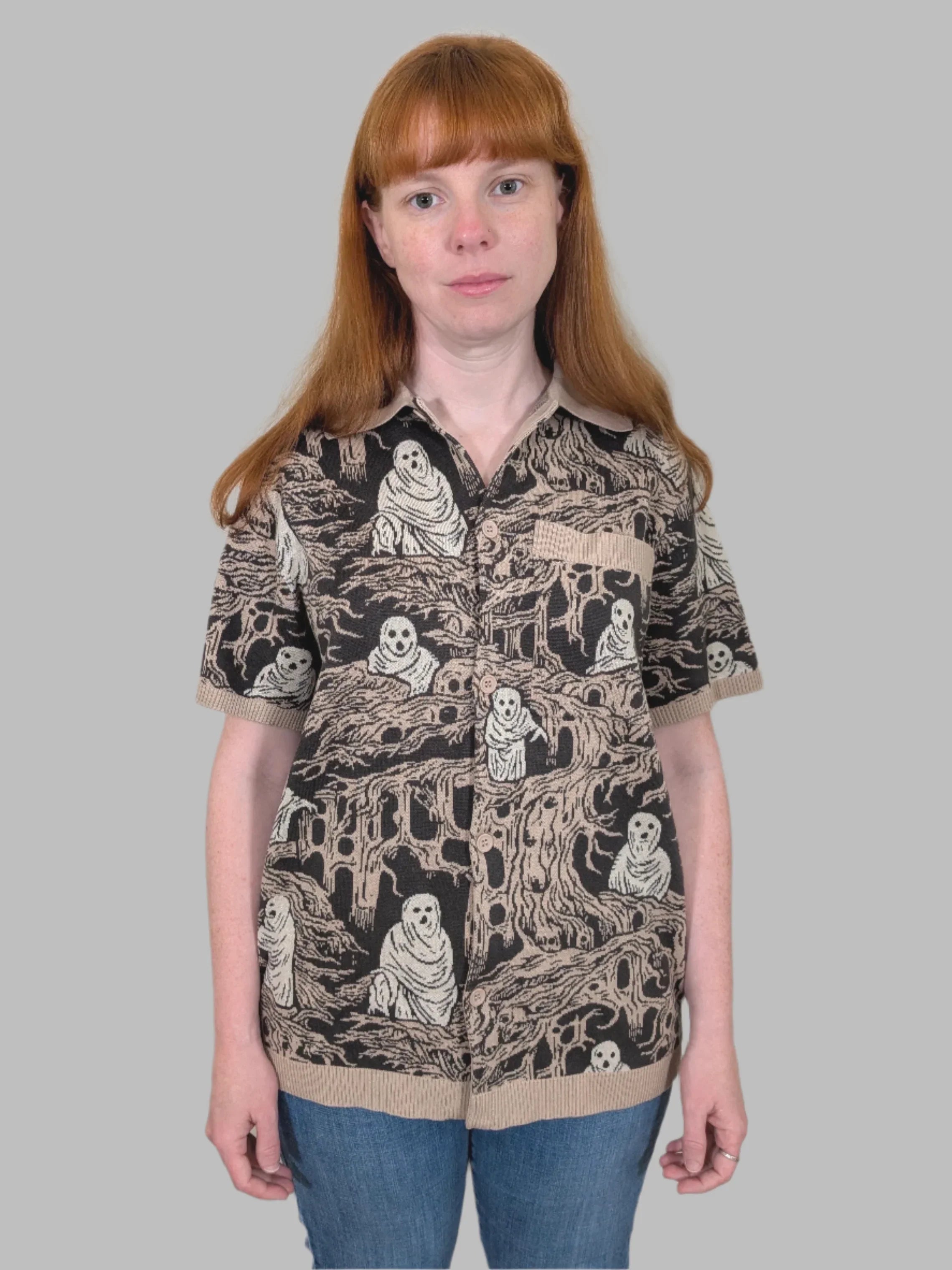 Eldritch Horror Button Up - Sleepy Peach
