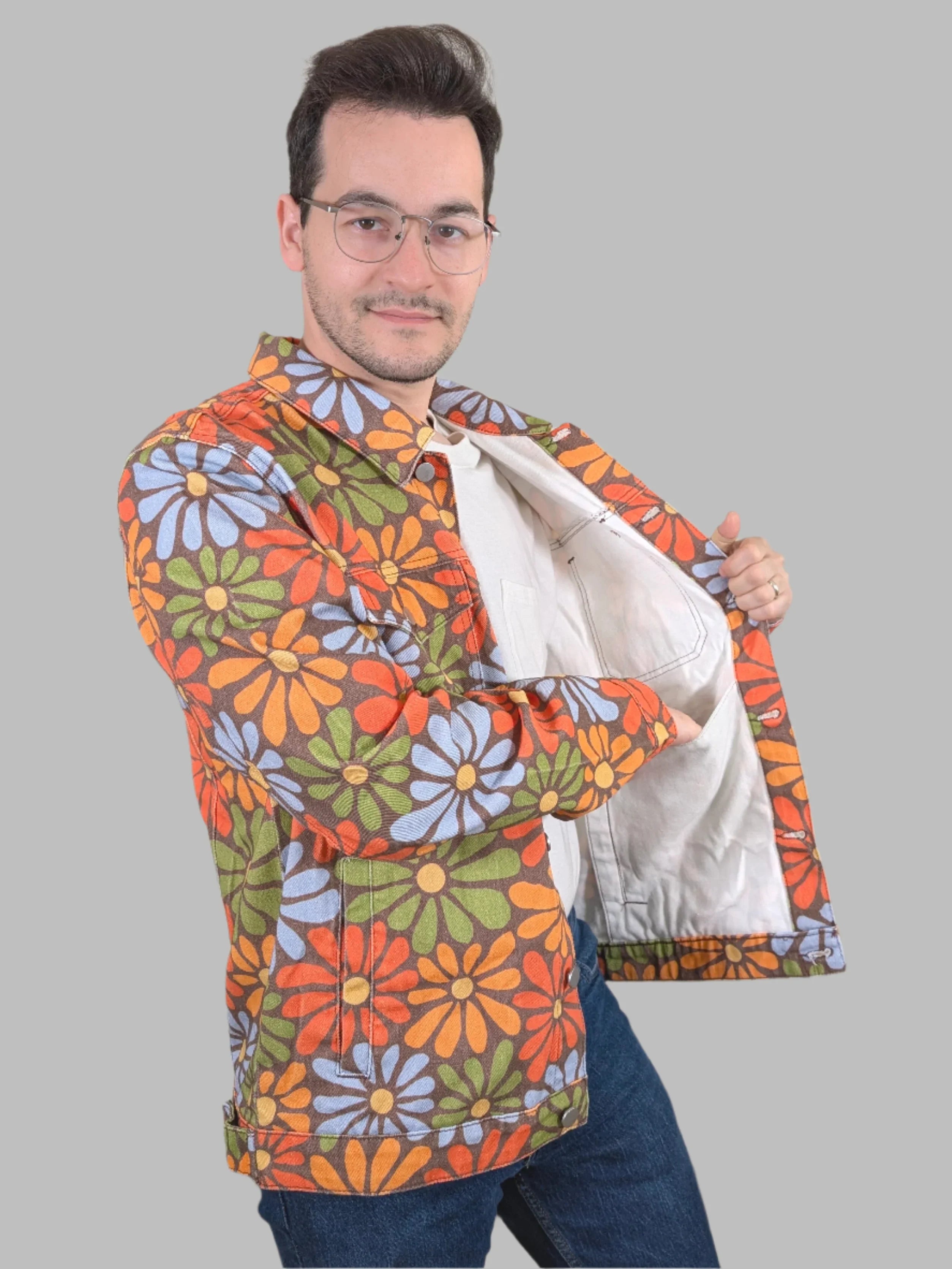 Flower Power Denim Jacket - Sleepy Peach