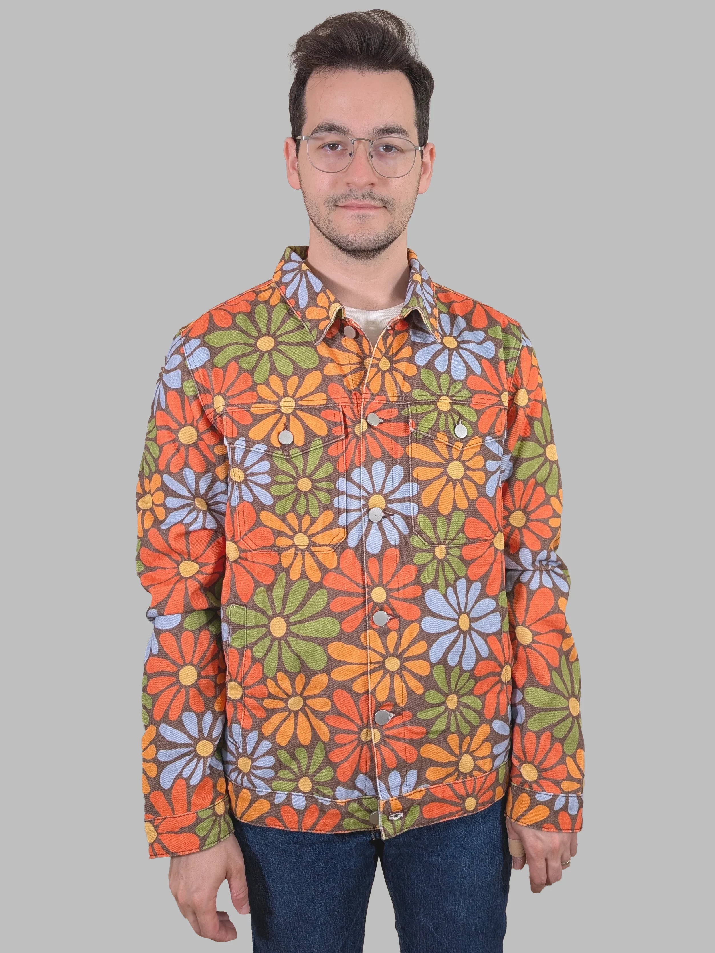 Flower Power Denim Jacket - Sleepy Peach