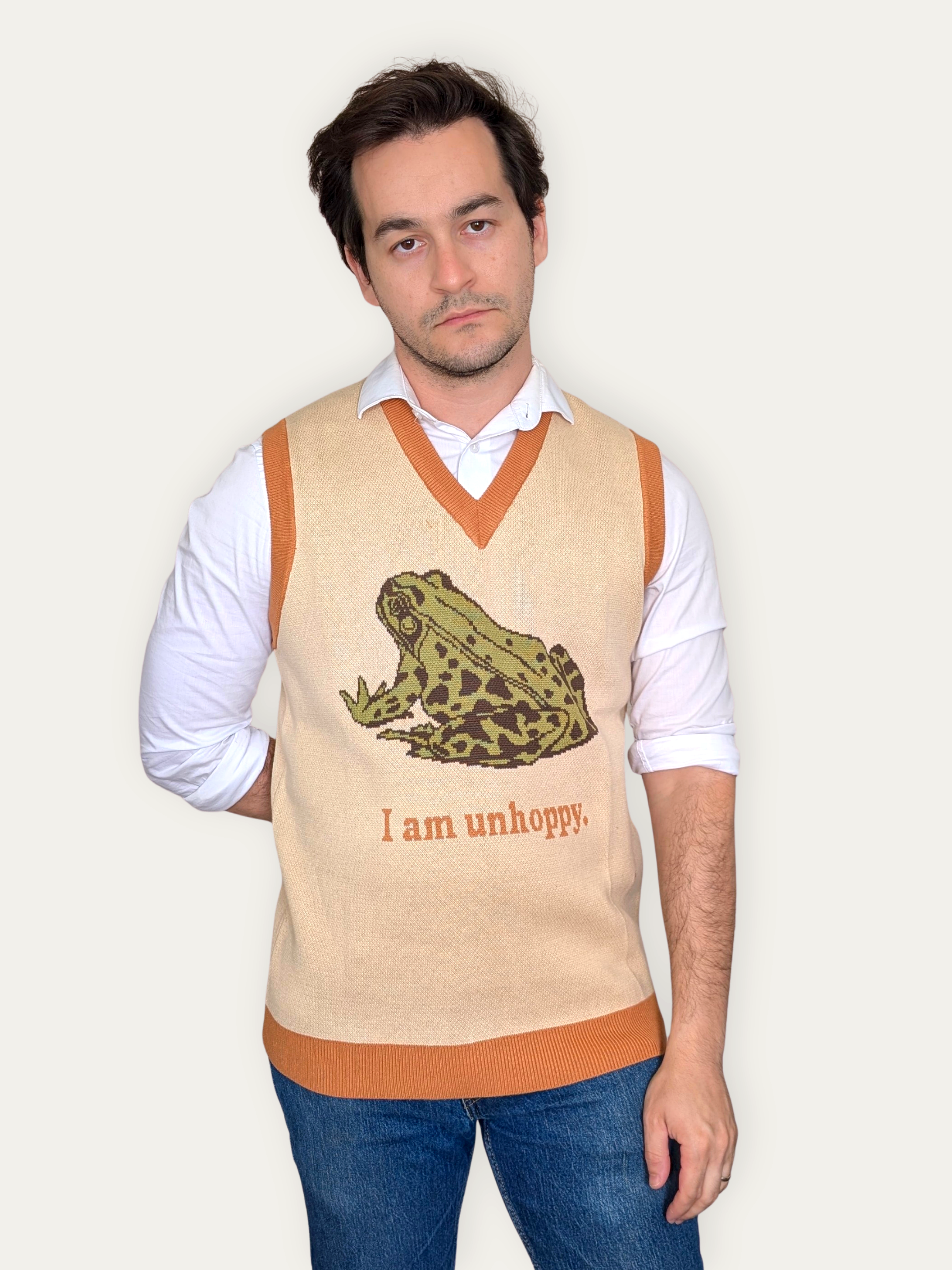 I Am Unhoppy Frog Vest - Sleepy Peach 181